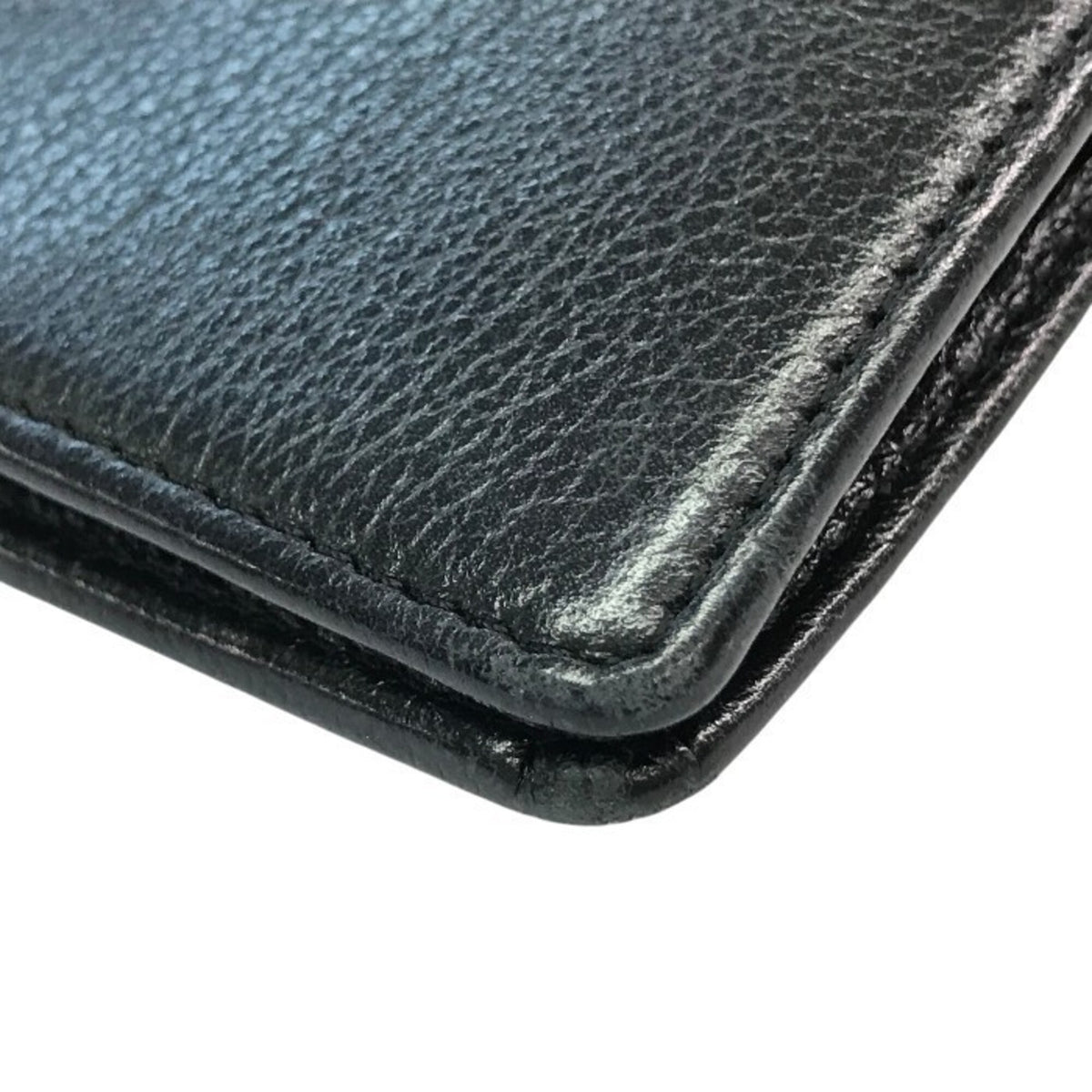 Chanel Camellia Black Leather Long Wallet (Bi-Fold) (Pre-Owned)