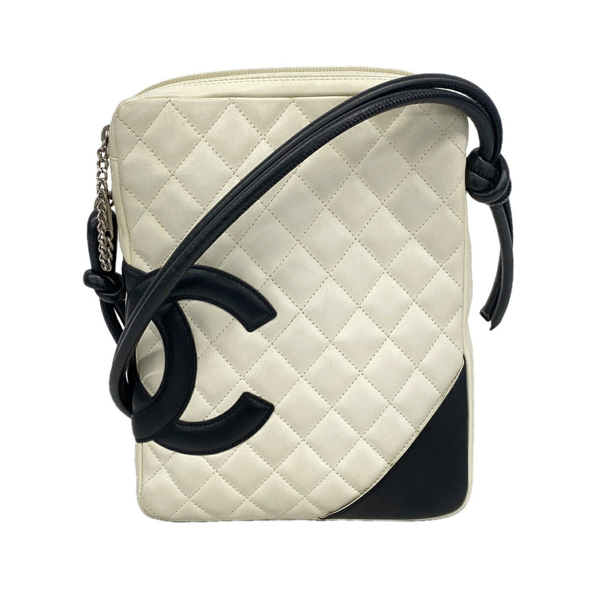 Chanel Black White Leather Shoulder Bag (Pre-Owned)