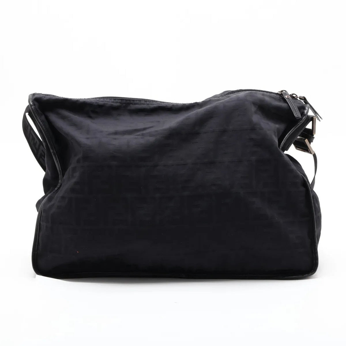 Fendi Black Leather Nylon Messenger Bag Shoulder Bag (Pre-Owned)