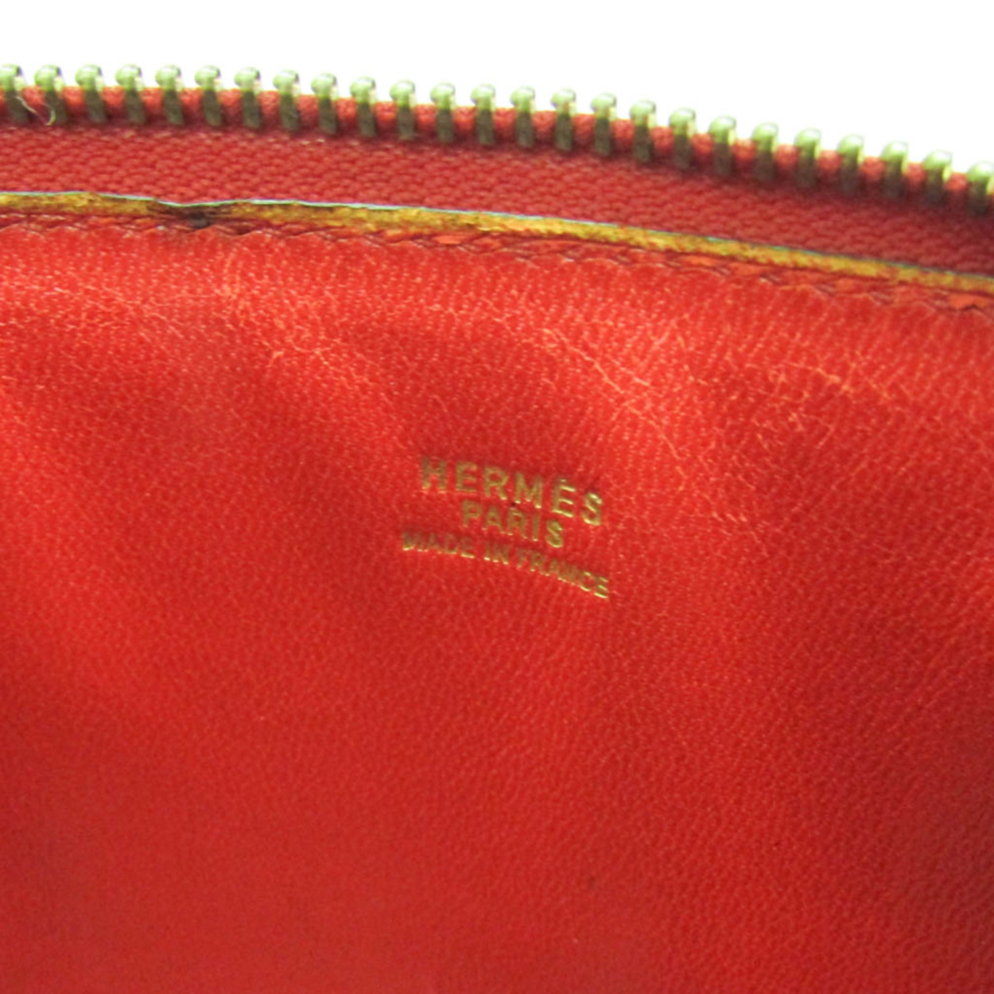 Hermes Red Color Courchevel Leather Handbag (Pre-Owned)