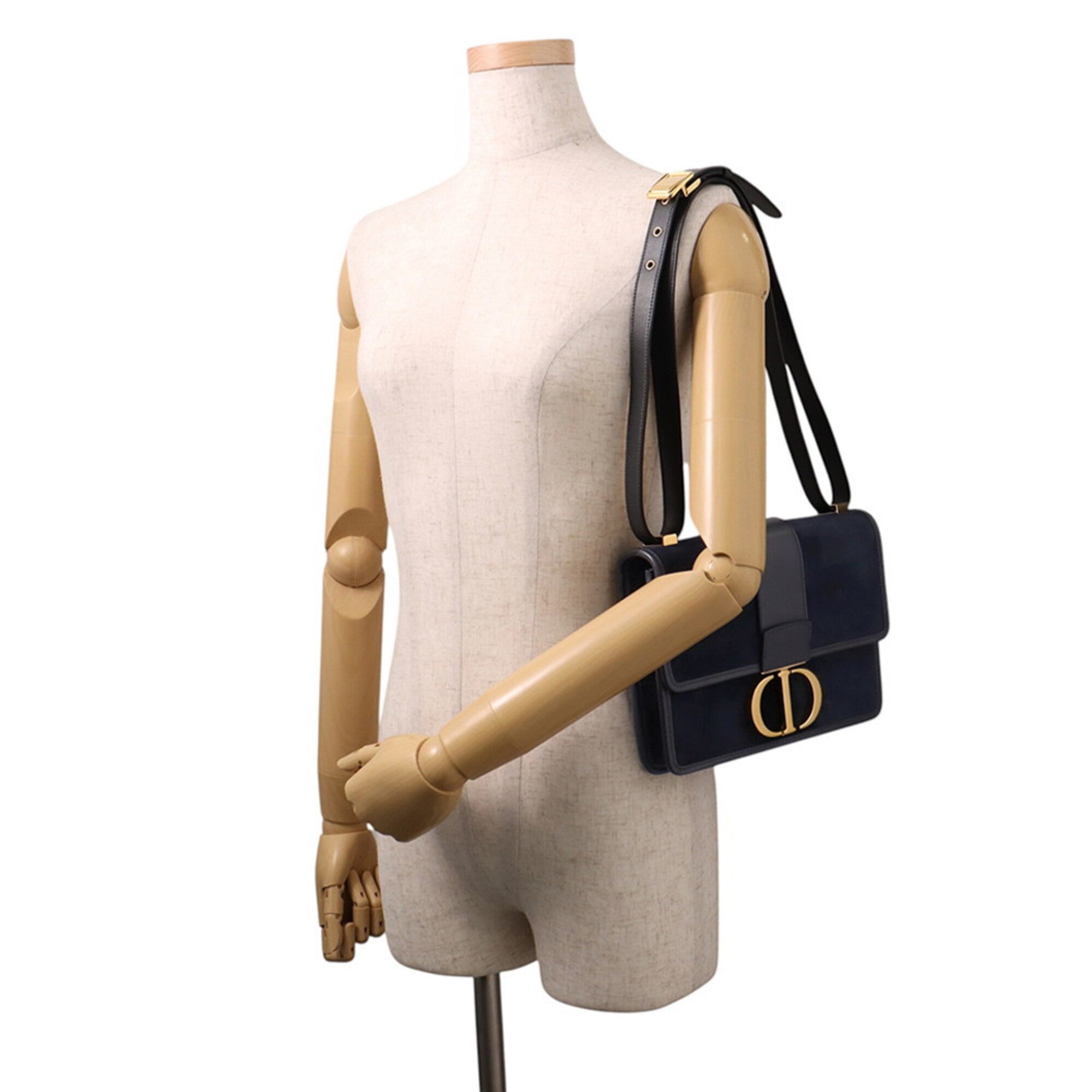 Christian Dior Navy Velvet Leather Handbag Shoulder Bag (Pre-Owned)