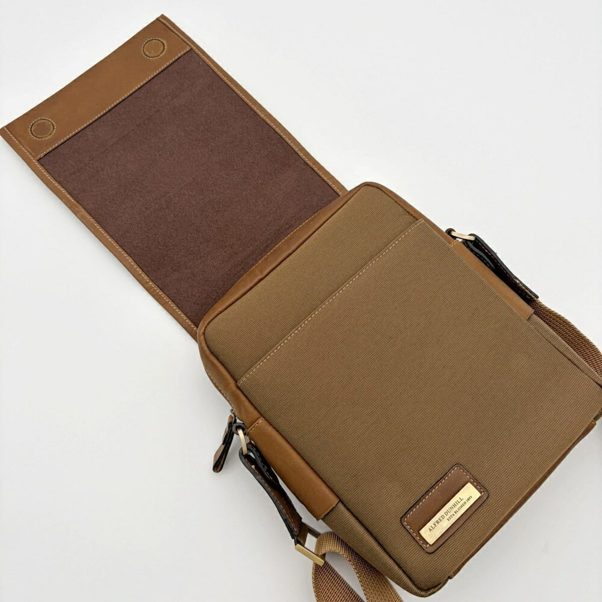 Dunhill Beige Brown Canvas Leather Crossbody Bag Shoulder Bag (Pre-Owned)