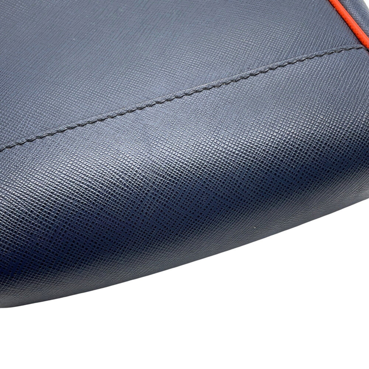 Prada Navy Orange Leather Handbag Shoulder Bag (Pre-Owned)