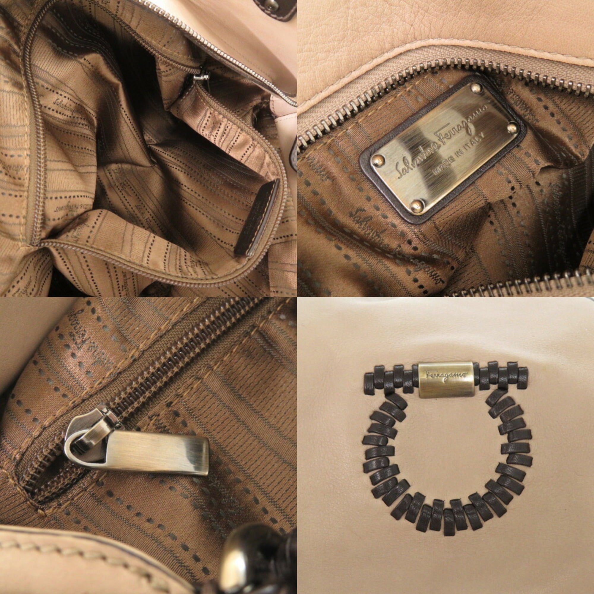 Salvatore Ferragamo Beige Leather Handbag (Pre-Owned)
