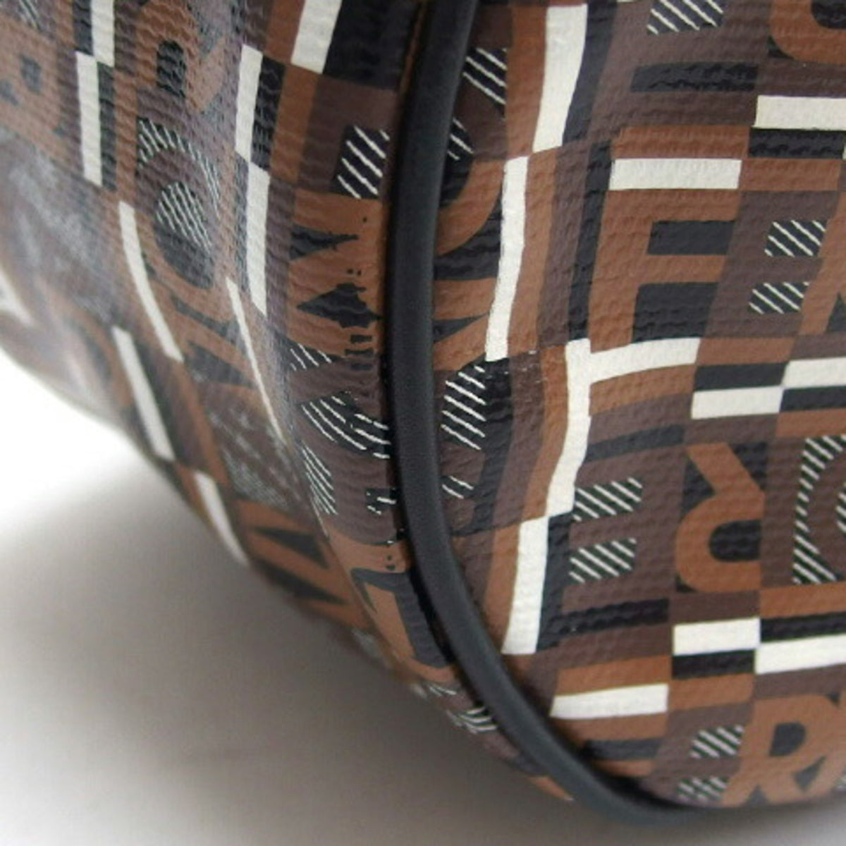 Salvatore Ferragamo Black Dark Brown Multi-Color Coated Canvas Leather Shoulder Bag (Pre-Owned)