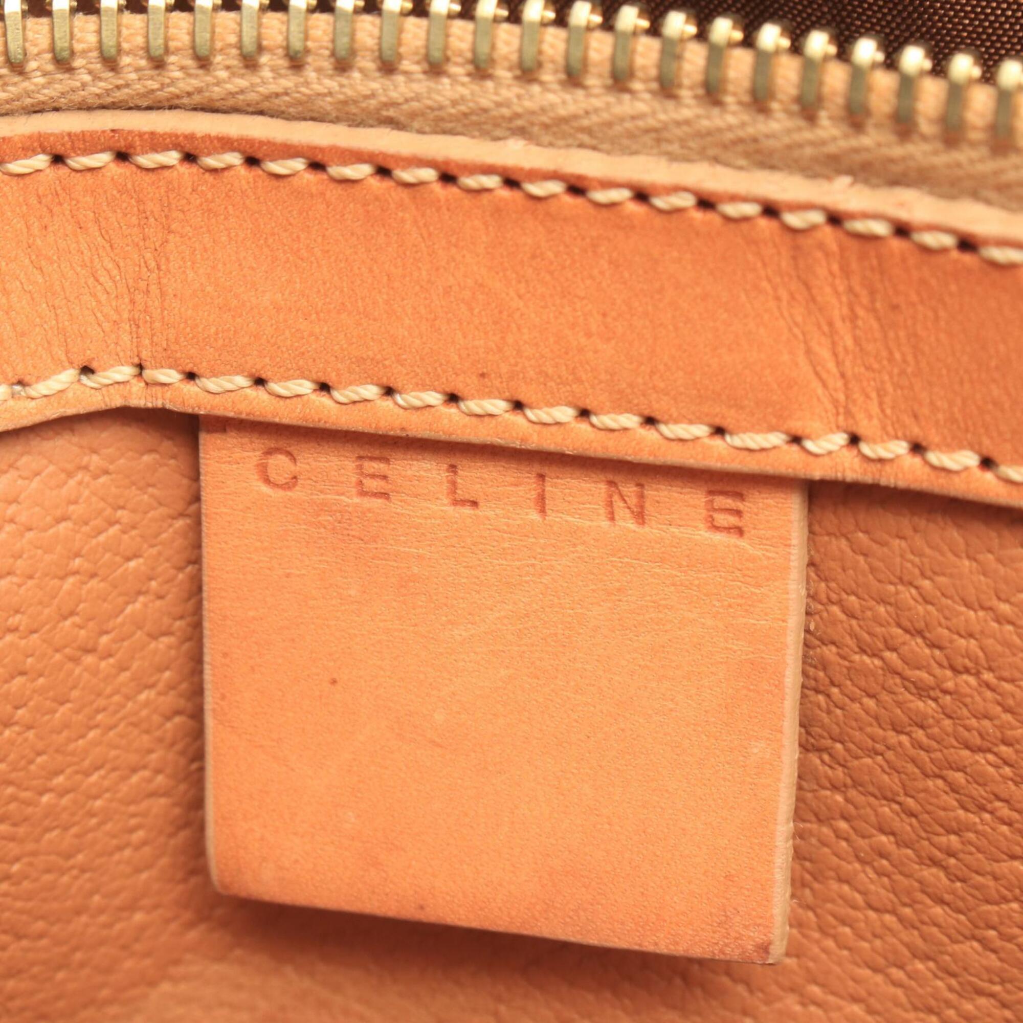 Celine Beige Brown Coated Canvas Leather Handbag Tote Bag (Pre-Owned)