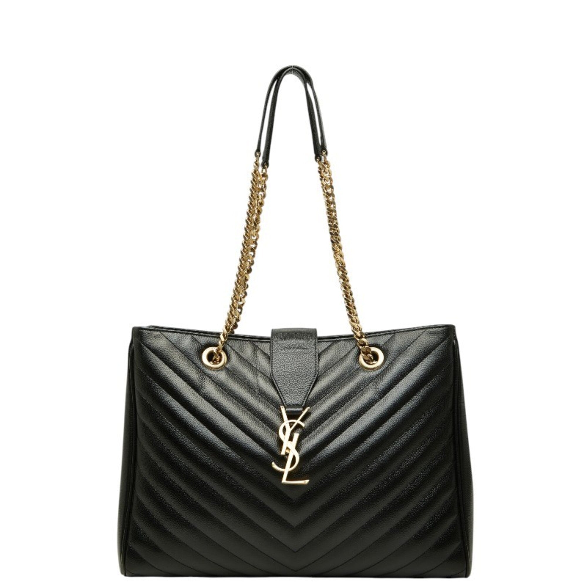 Saint Laurent Black Leather Shoulder Bag Tote Bag (Pre-Owned)