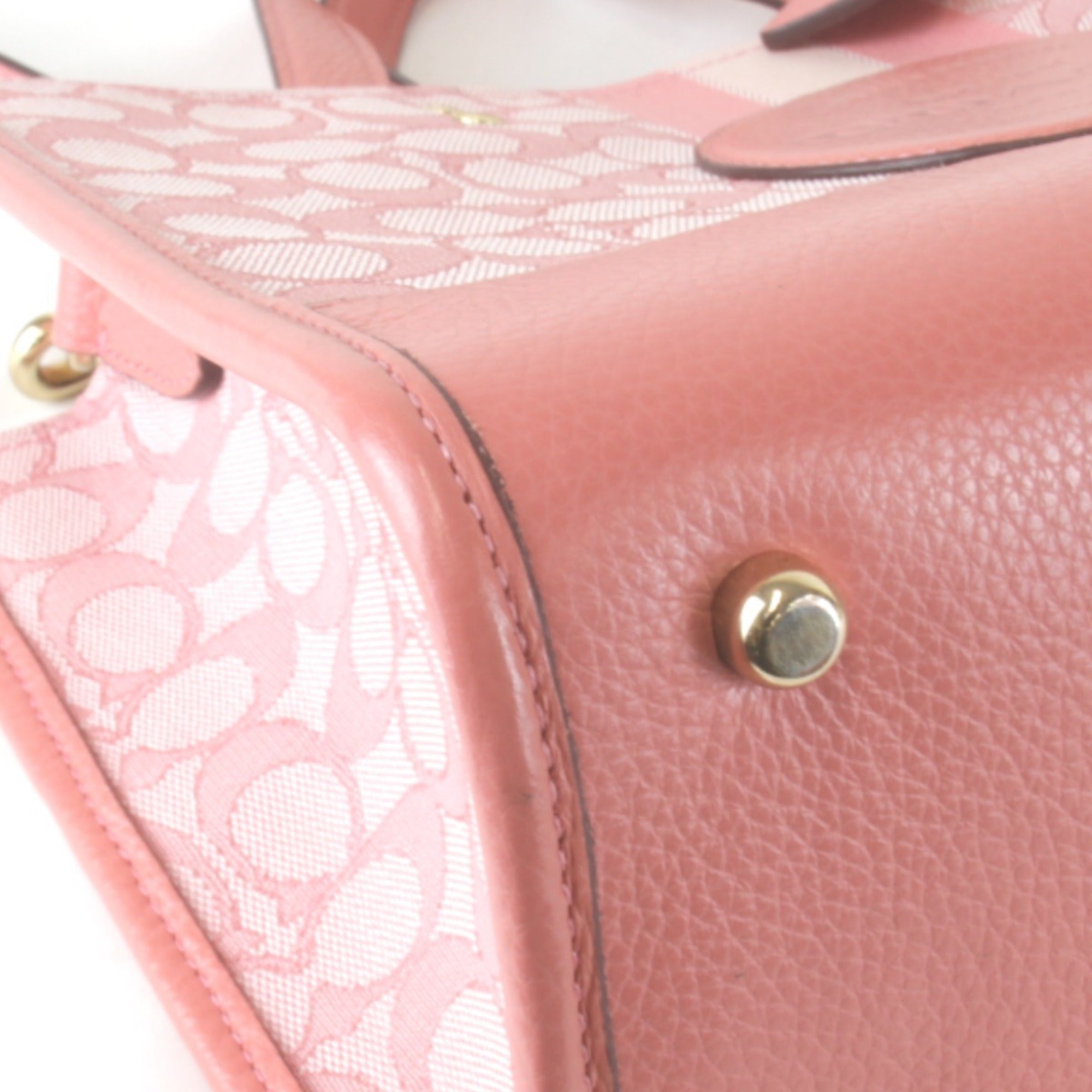 Coach Pink Canvas Leather Shoulder Bag (Pre-Owned)