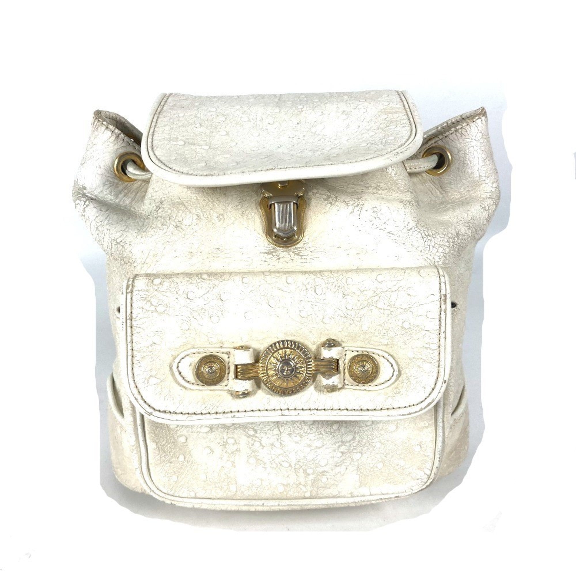 Versace Gold Ivory Leather Backpack (Pre-Owned)