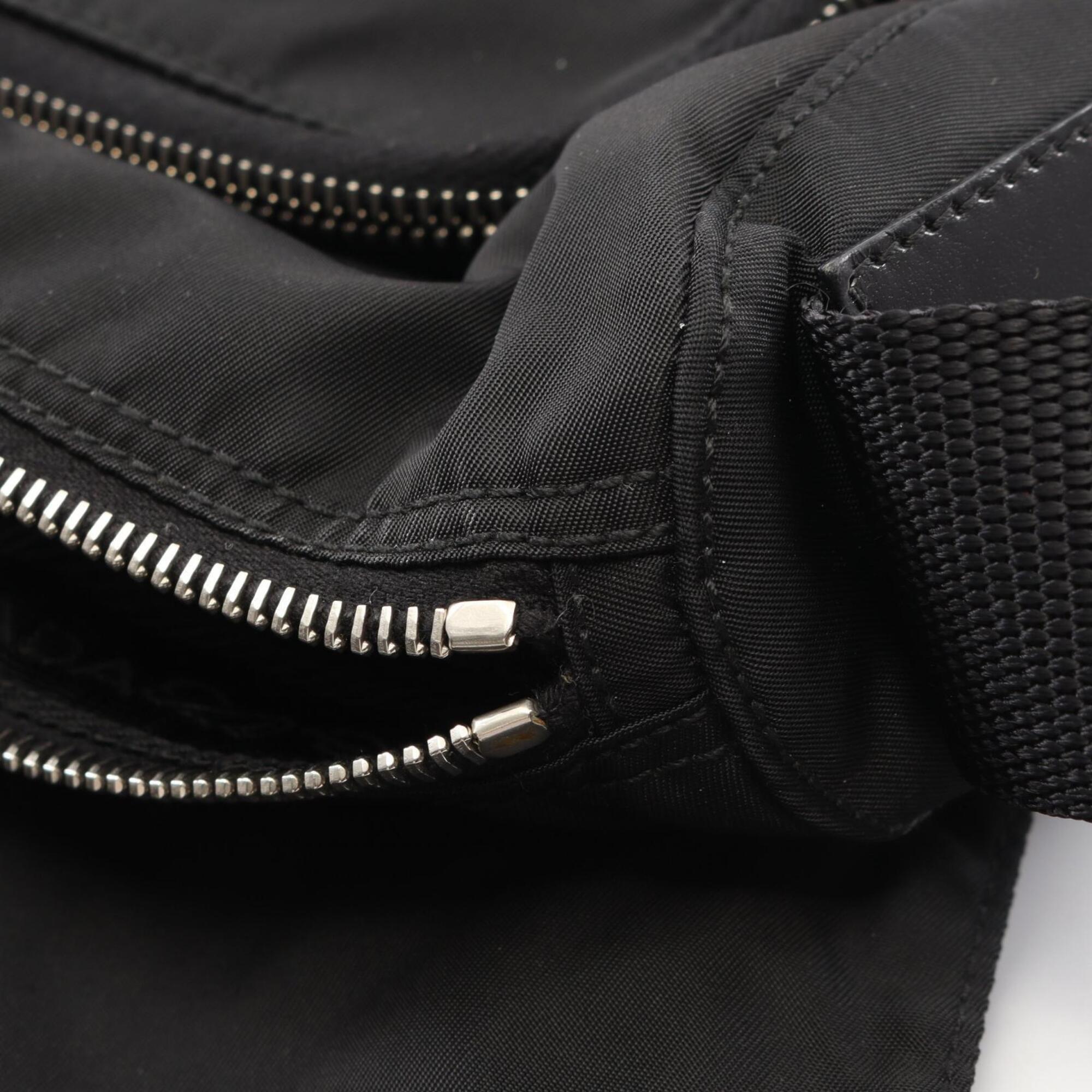 Prada Black Nylon Leather Handbag Shoulder Bag (Pre-Owned)