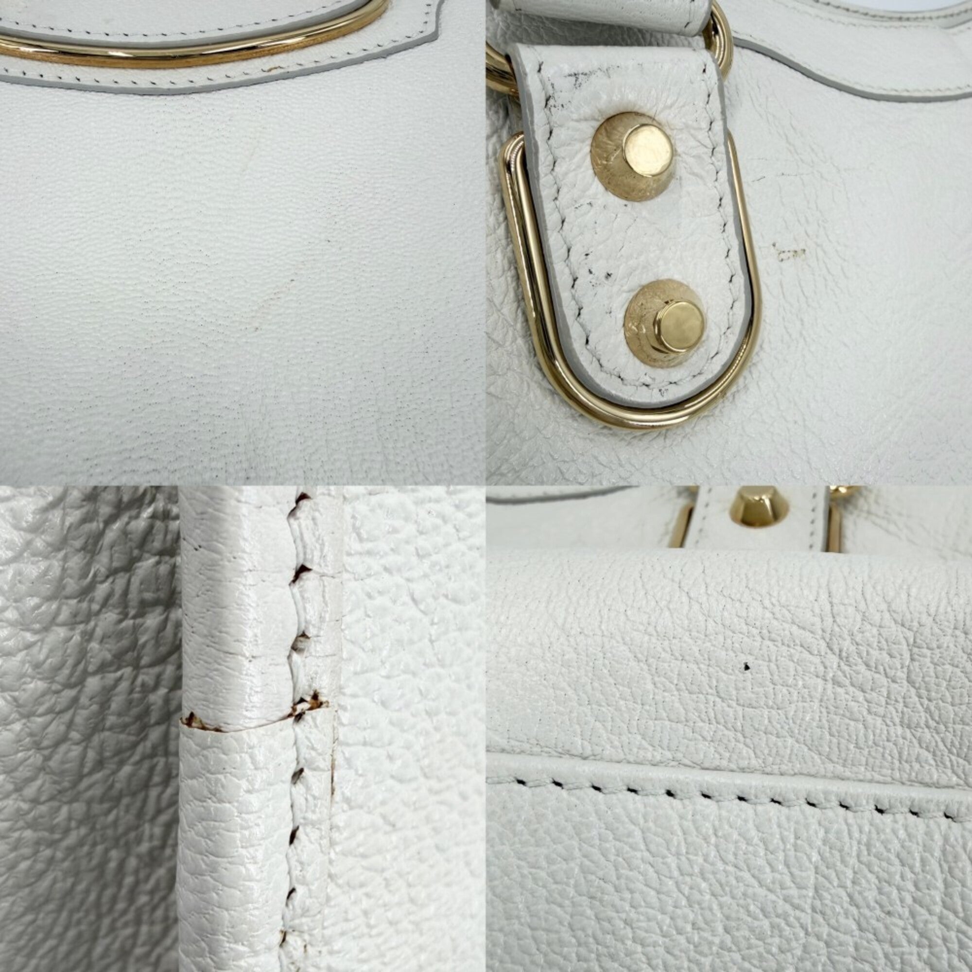 Balenciaga Metallic White Leather Handbag Shoulder Bag (Pre-Owned)
