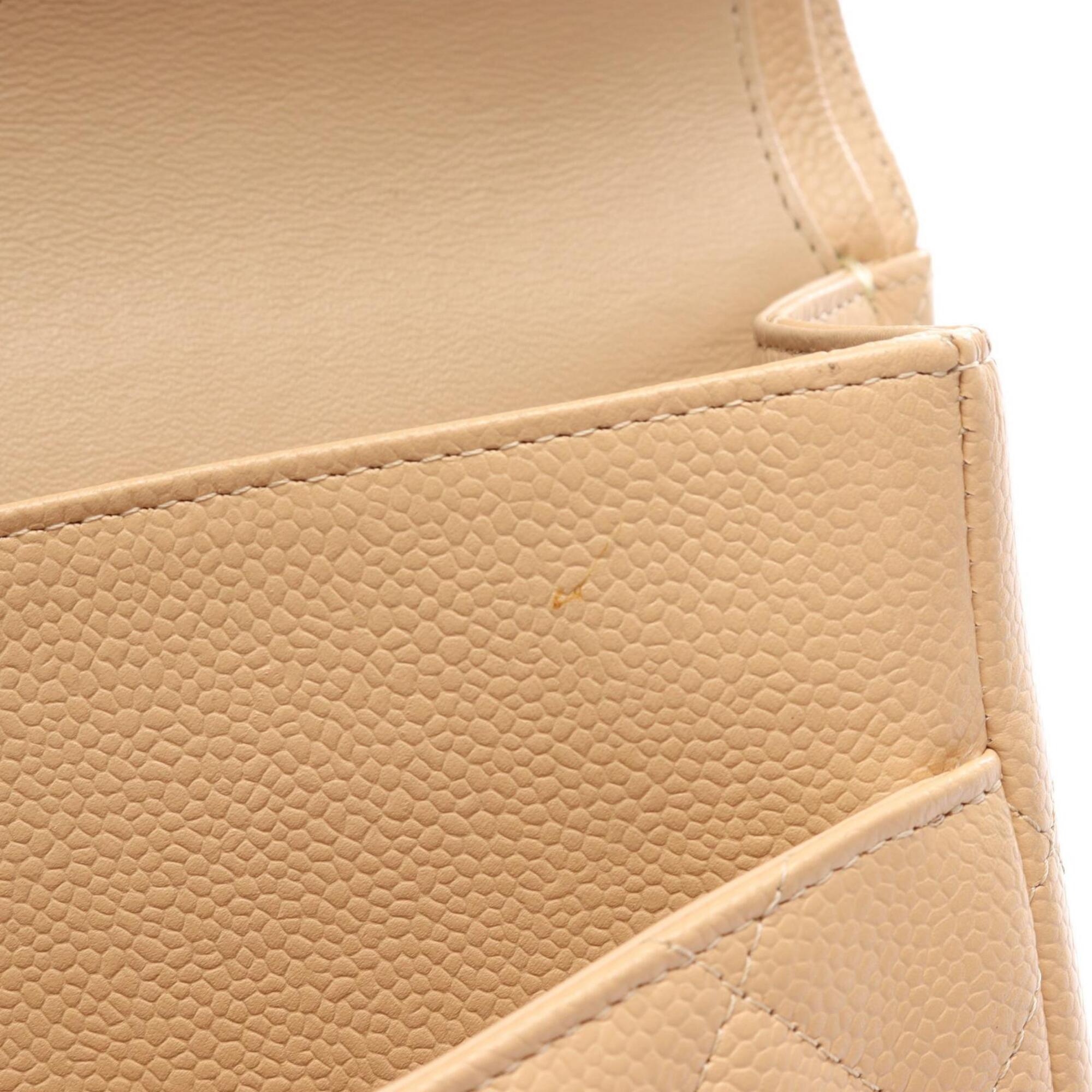 Chanel Beige Grained Calfskin Handbag Shoulder Bag (Pre-Owned)