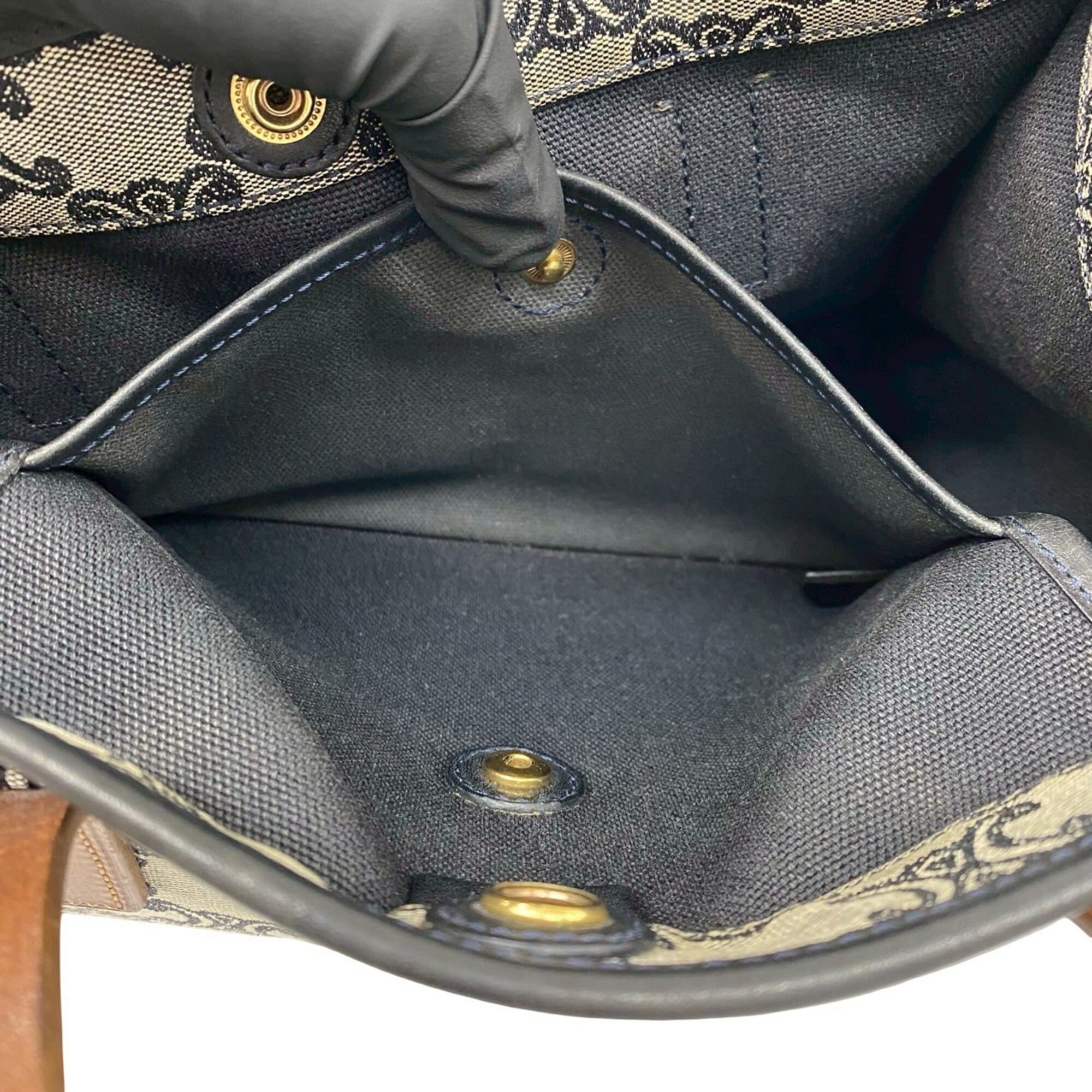 Celine Black Brown Gray Canvas Leather Handbag Tote Bag (Pre-Owned)