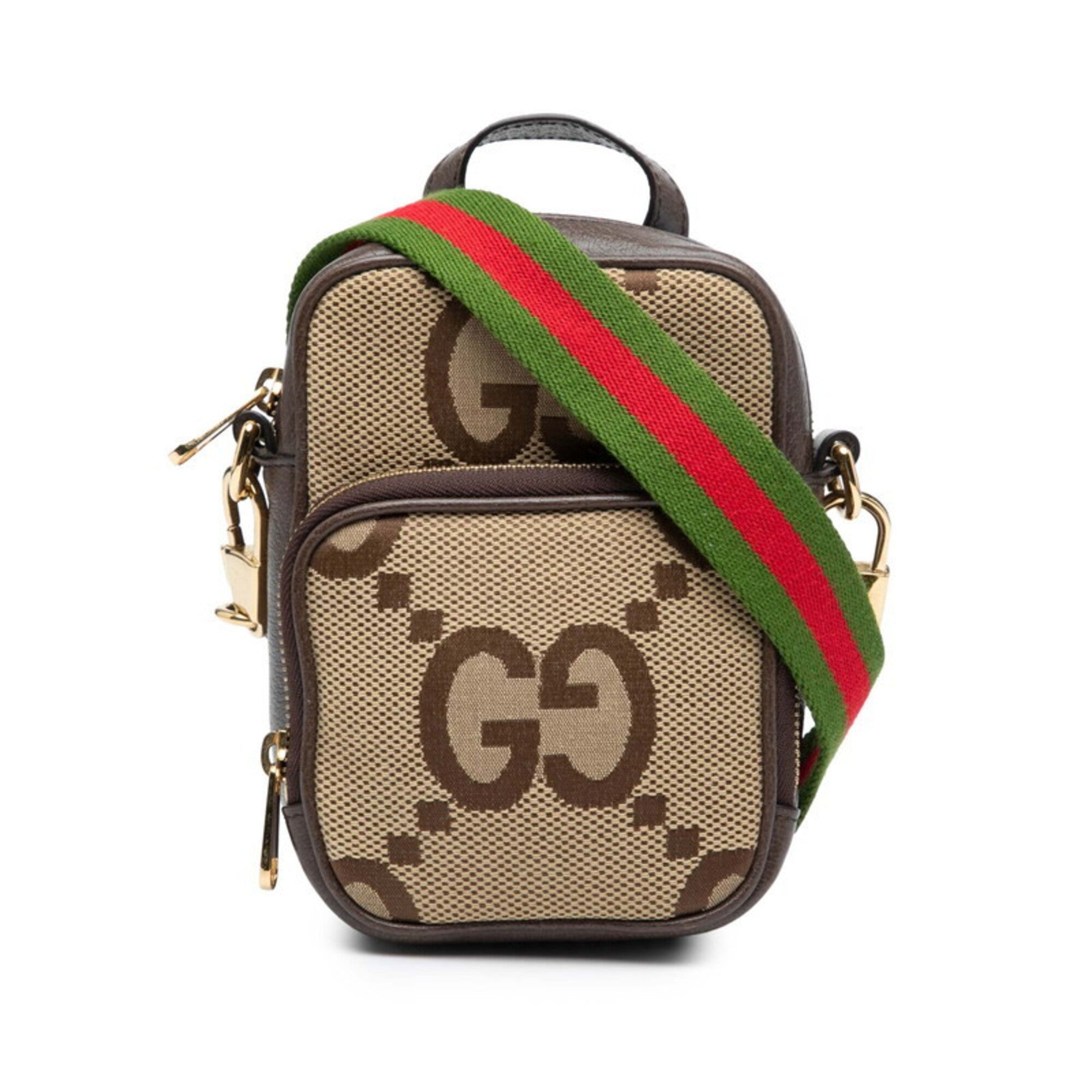 Gucci Beige Brown Canvas Leather Handbag Shoulder Bag (Pre-Owned)