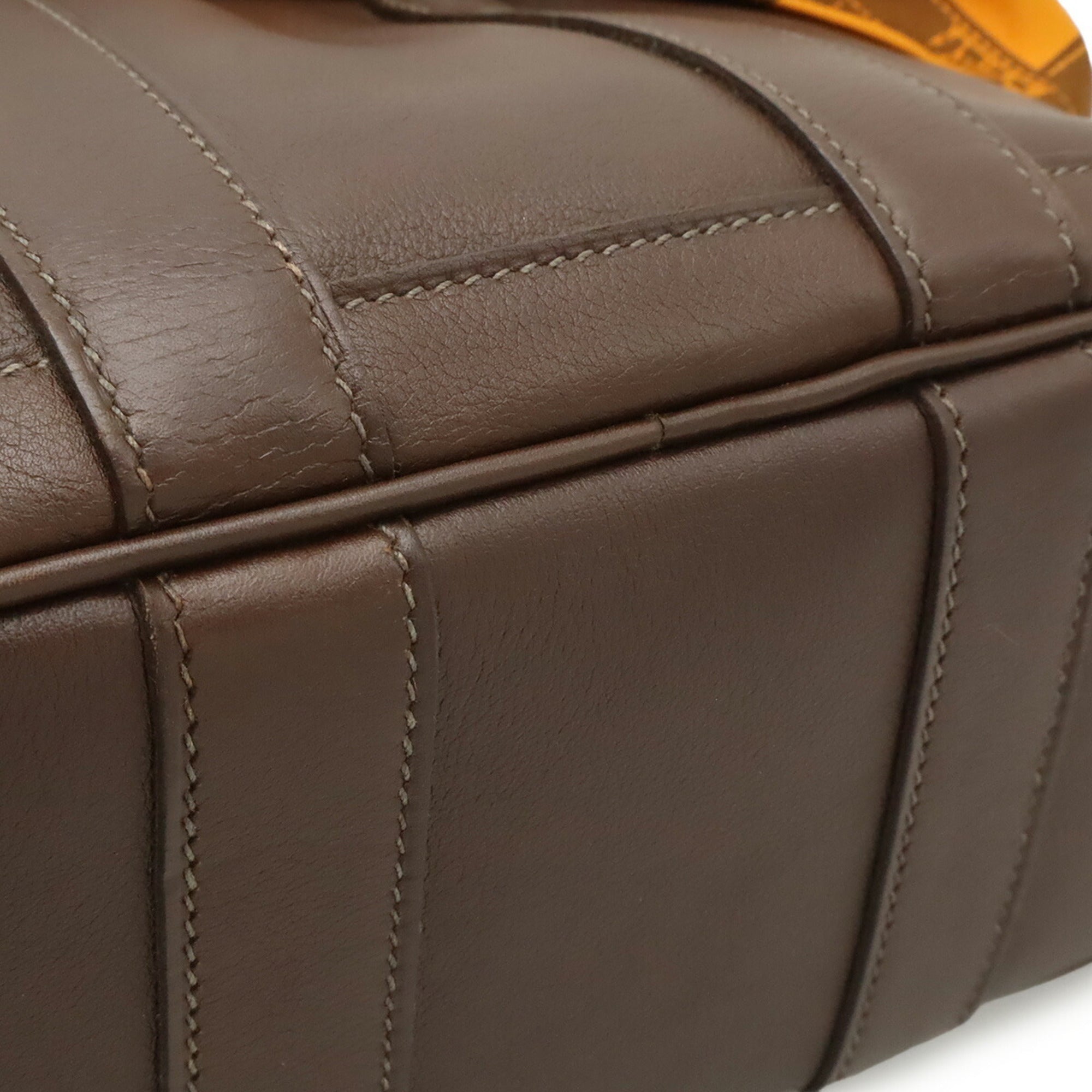 Hermes Garden Brown Havane Orange Swift Leather Silk Handbag (Pre-Owned)