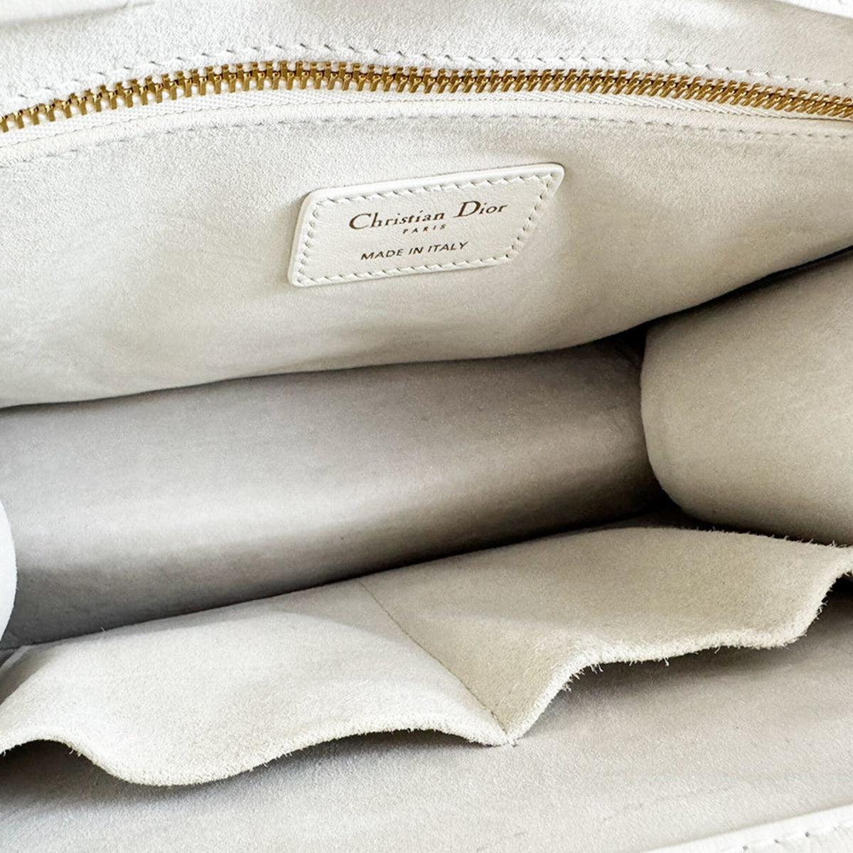 Christian Dior White Leather Handbag Shoulder Bag Tote Bag (Pre-Owned)