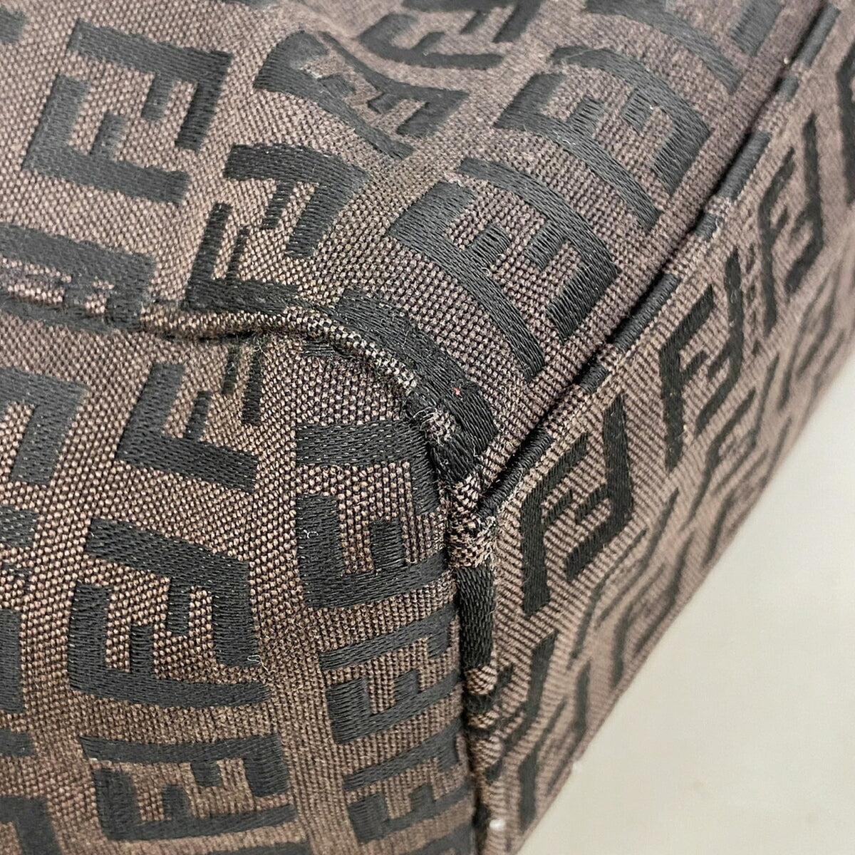 Fendi Dark Brown Nylon Canvas Tote Bag (Pre-Owned)
