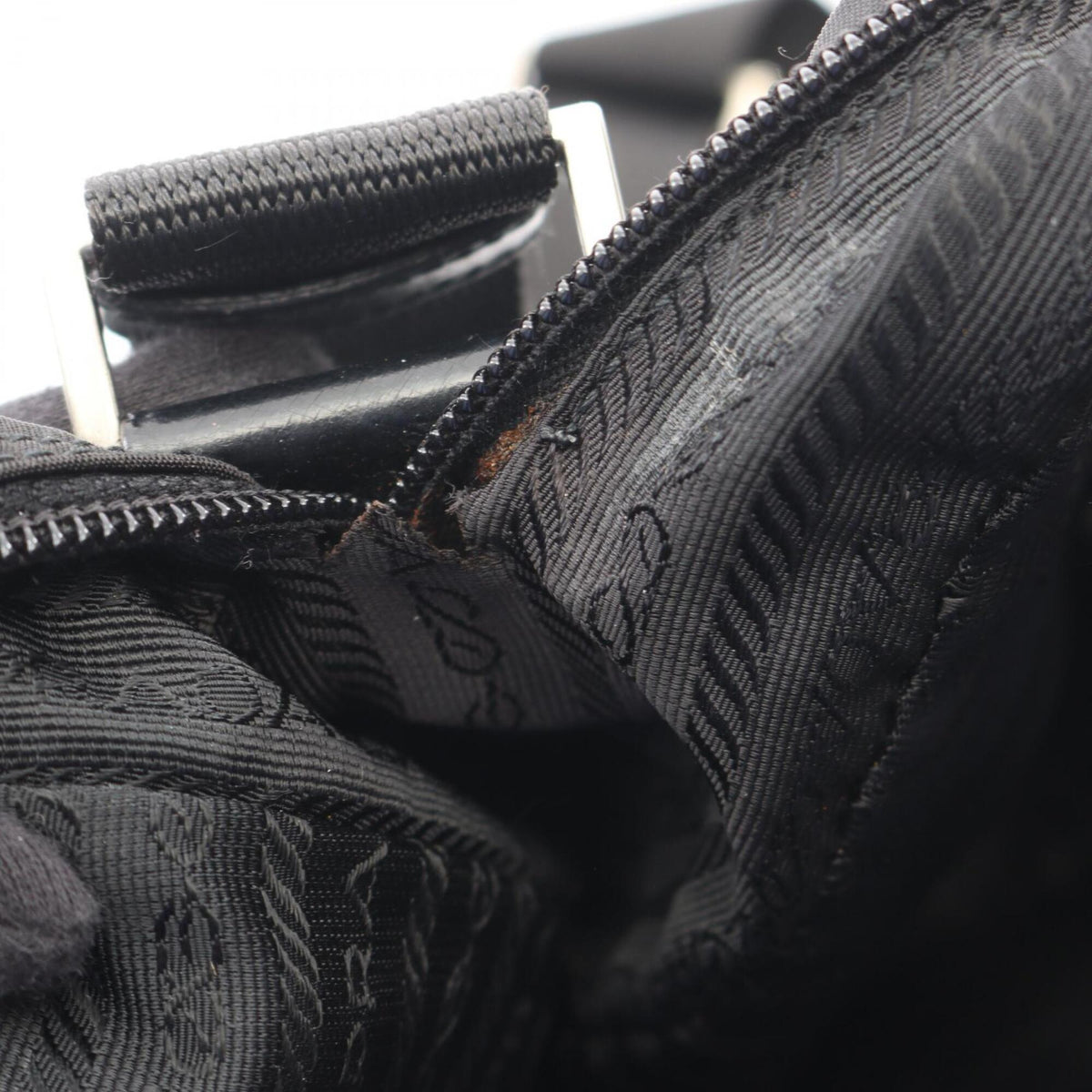 Prada Black Nylon Leather Handbag Shoulder Bag (Pre-Owned)