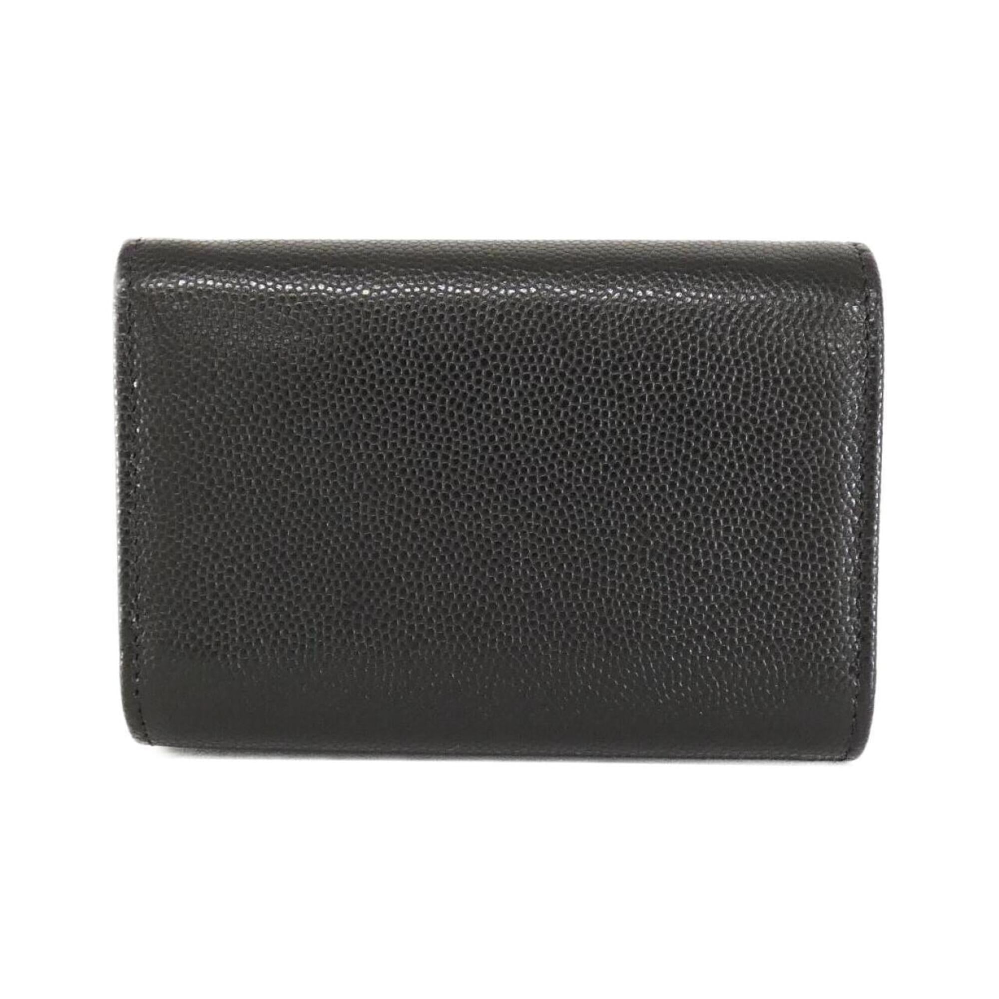 Chanel Black Grained Calfskin Wallet (Tri-Fold) (Pre-Owned)