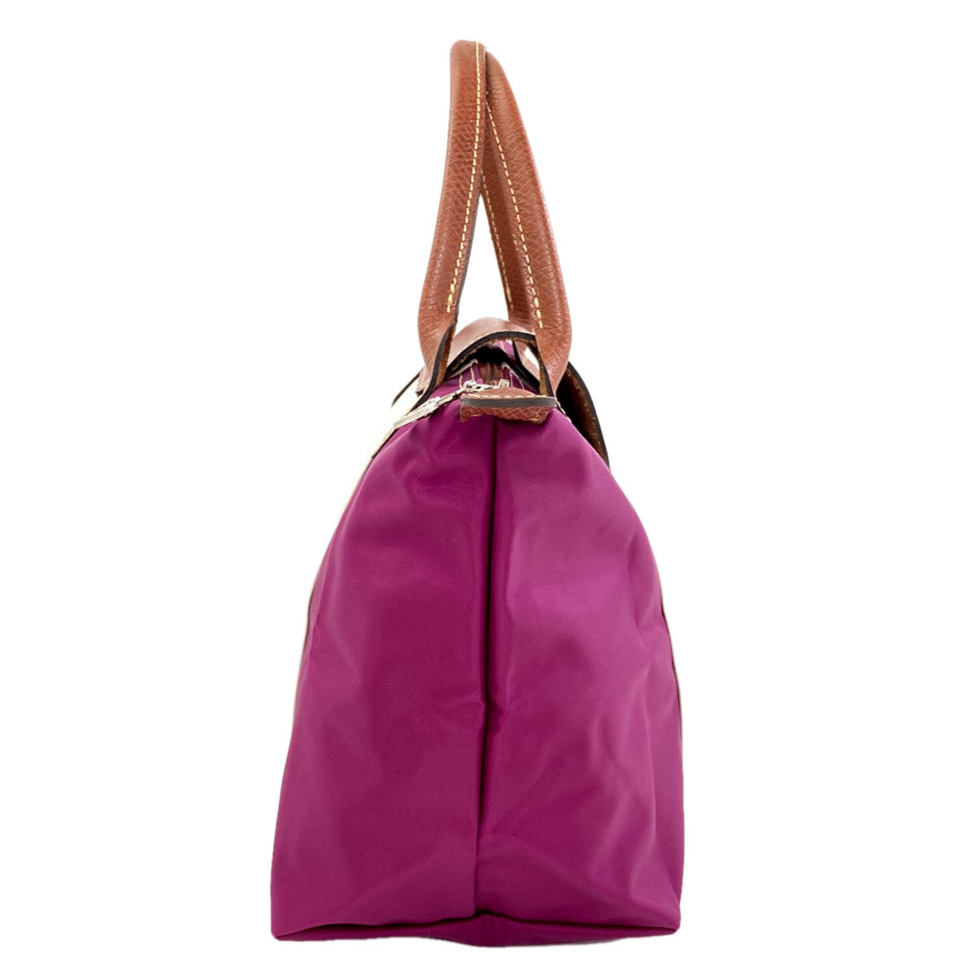 Longchamp Le Pliage Brown Light Gray Purple Nylon Handbag (Pre-Owned)