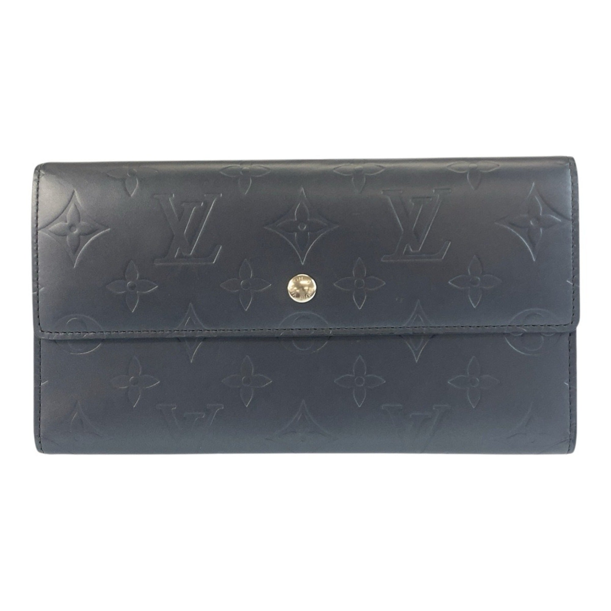 Louis Vuitton Navy Monogram Mat Long Wallet (Tri-Fold) (Pre-Owned)