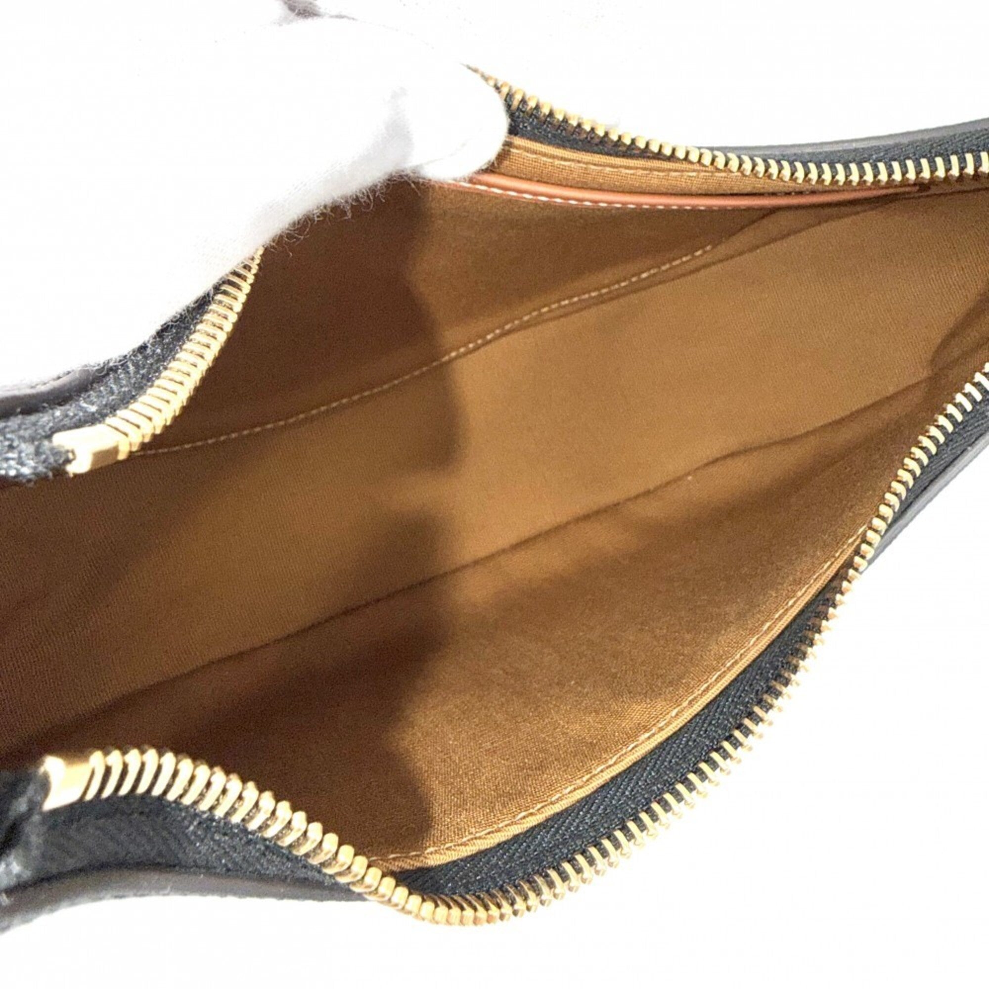 Celine Brown Leather Canvas Handbag Shoulder Bag (Pre-Owned)