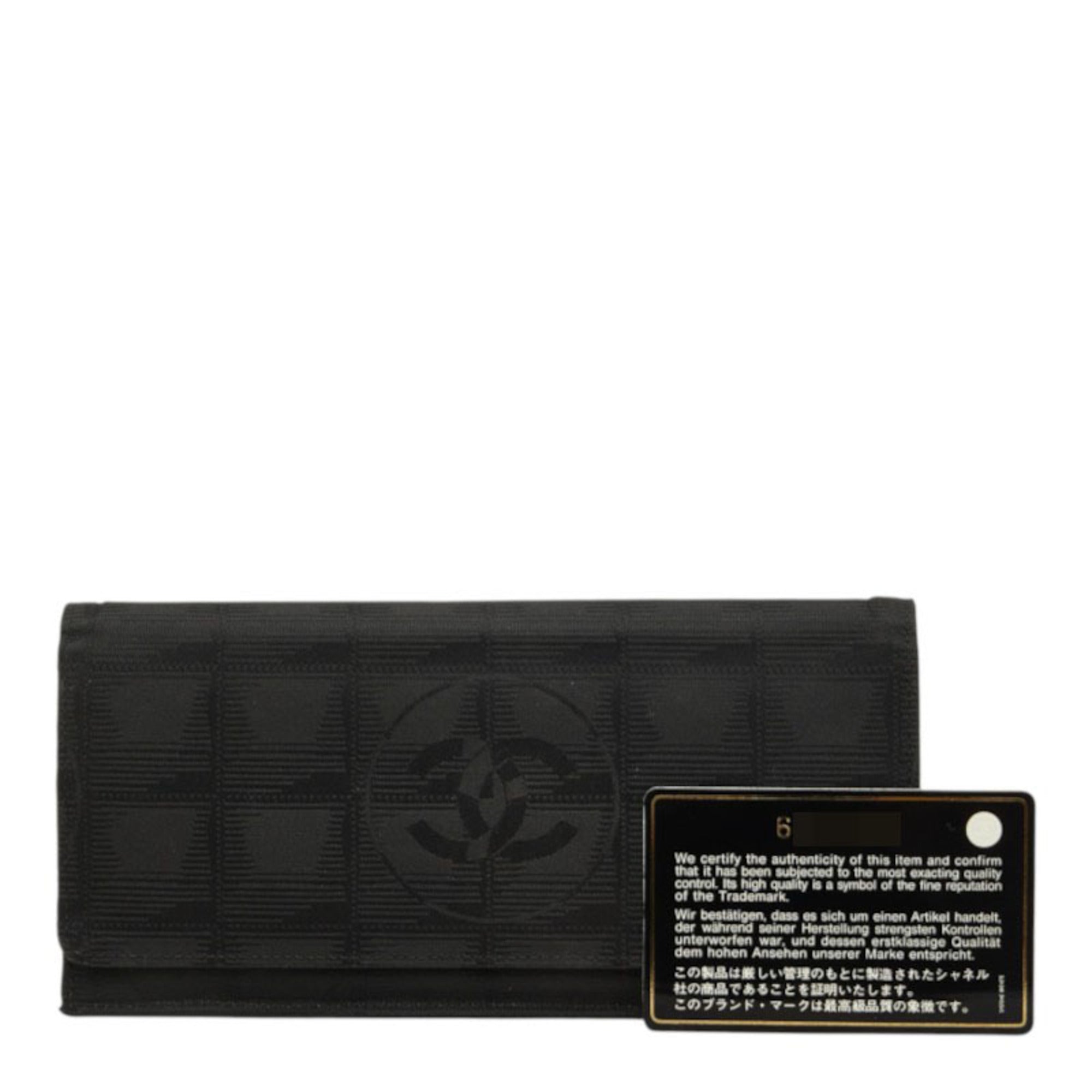 Chanel Black New Travel Line Long Wallet (Tri-Fold) (Pre-Owned)