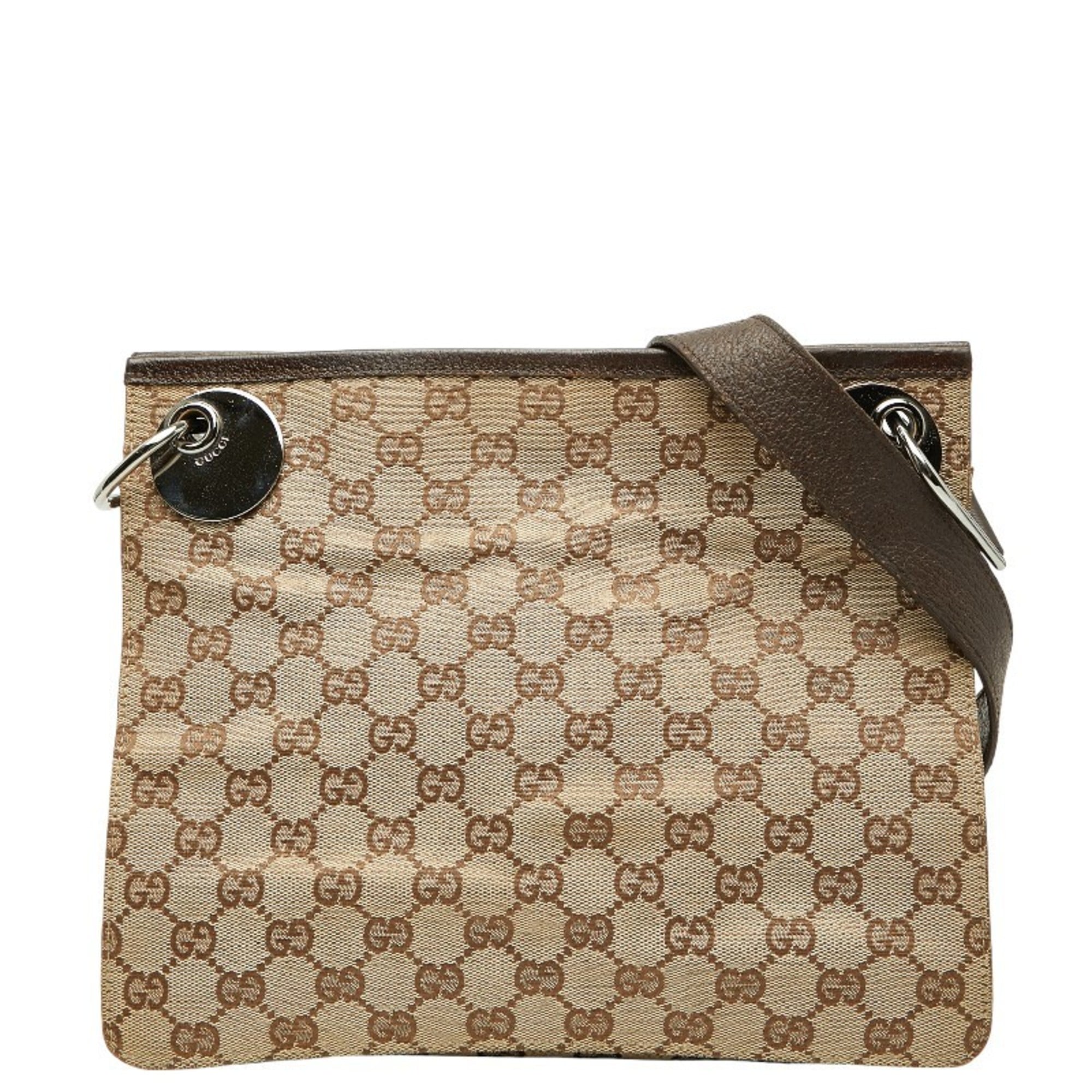 Gucci Gg Canvas Beige Brown Gg Canvas Shoulder Bag (Pre-Owned)
