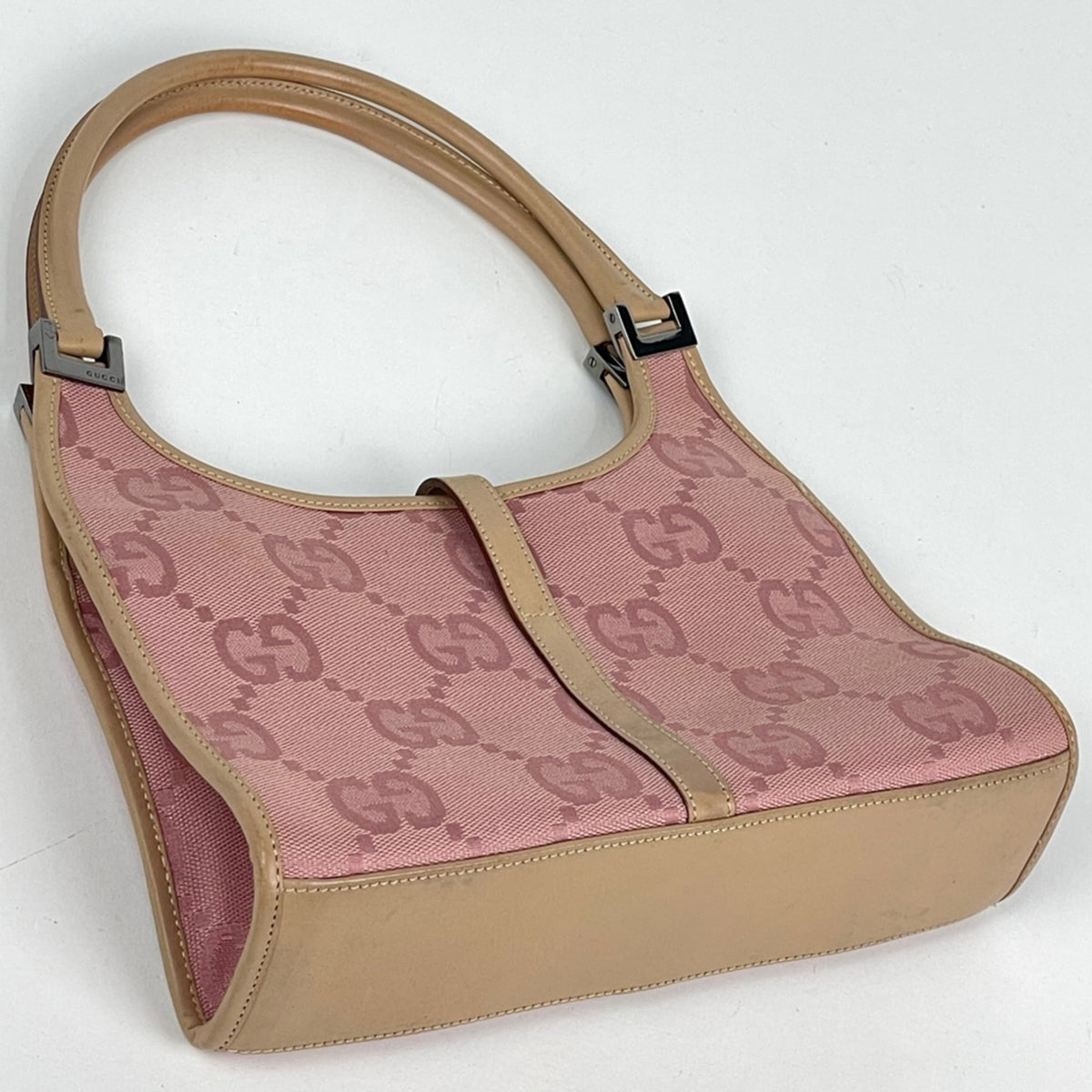 Gucci Jackie Pink Canvas Leather Handbag (Pre-Owned)