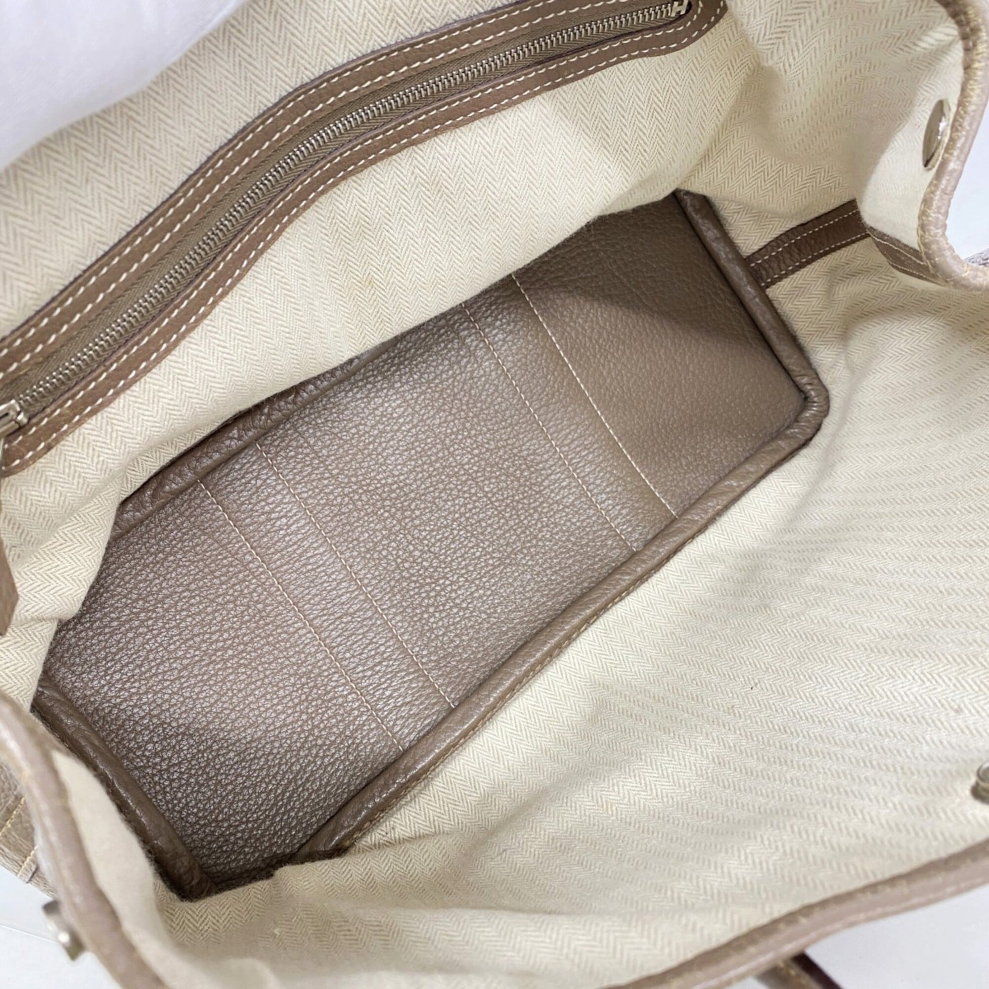 Hermes Etoupe Gray Taurillon Clemence Leather Tote Bag (Pre-Owned)