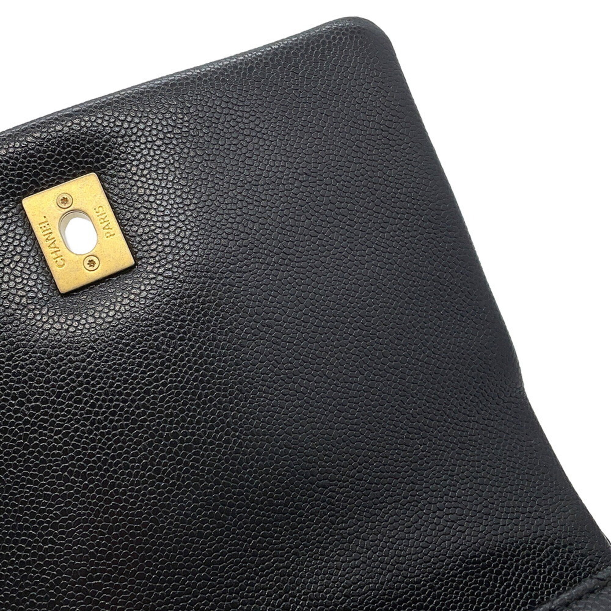 Chanel Matelasse Black Grained Calfskin Handbag Shoulder Bag (Pre-Owned)