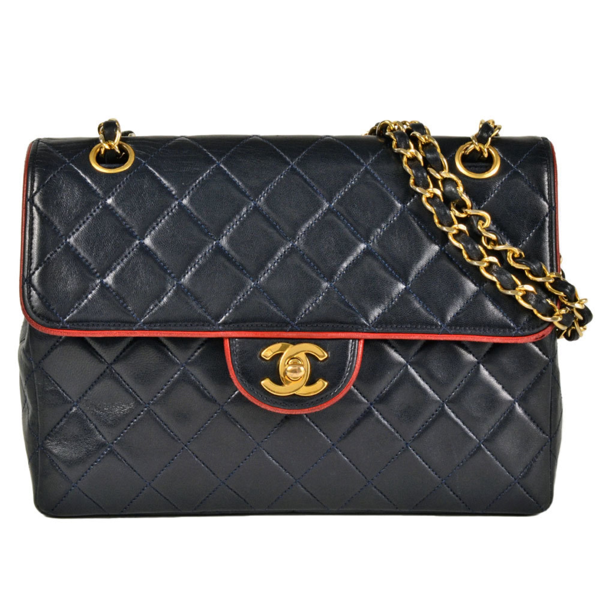 Chanel Matelasse Navy Leather Shoulder Bag (Pre-Owned)