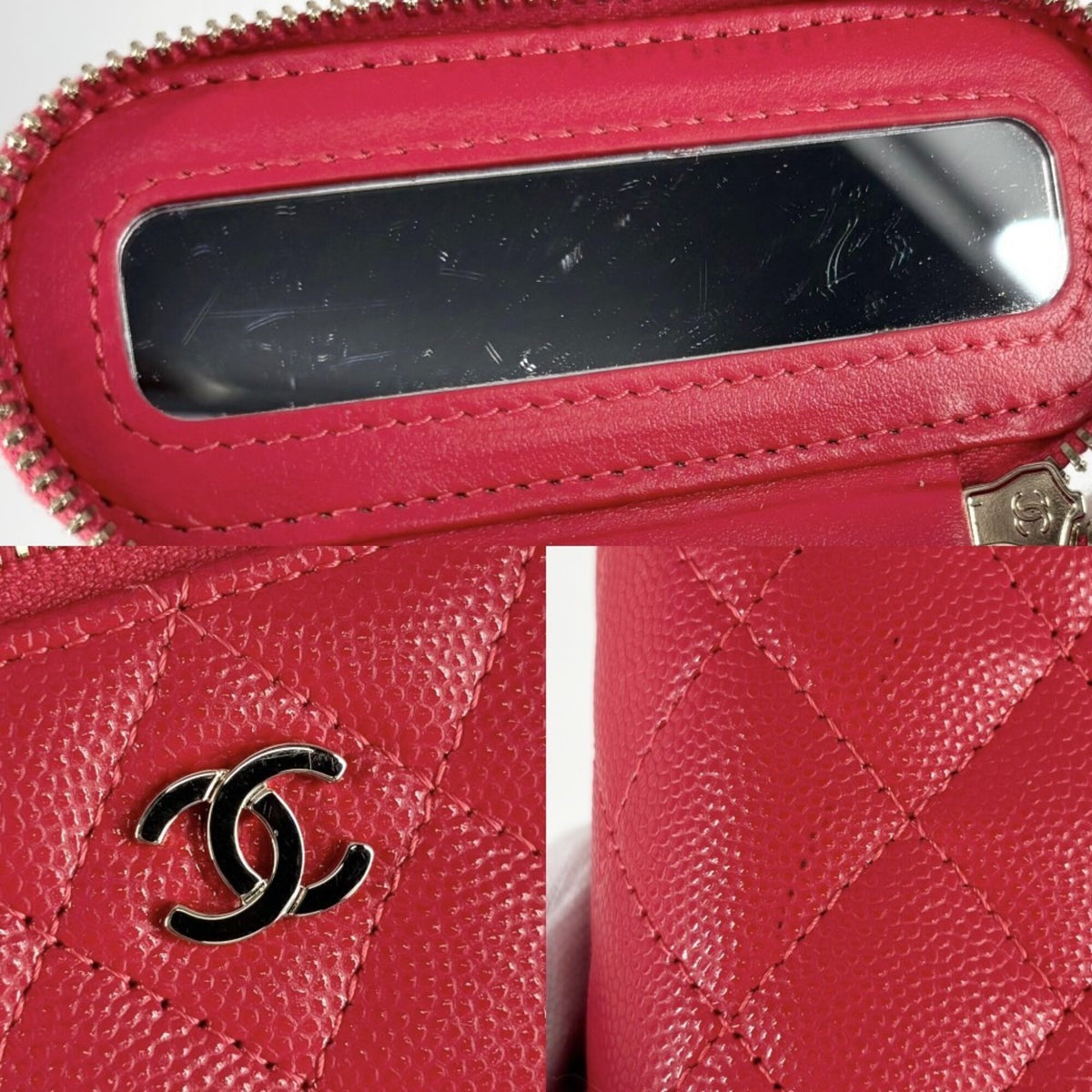 Chanel Matelasse Red Color Grained Calfskin Pochette Shoulder Bag (Pre-Owned)