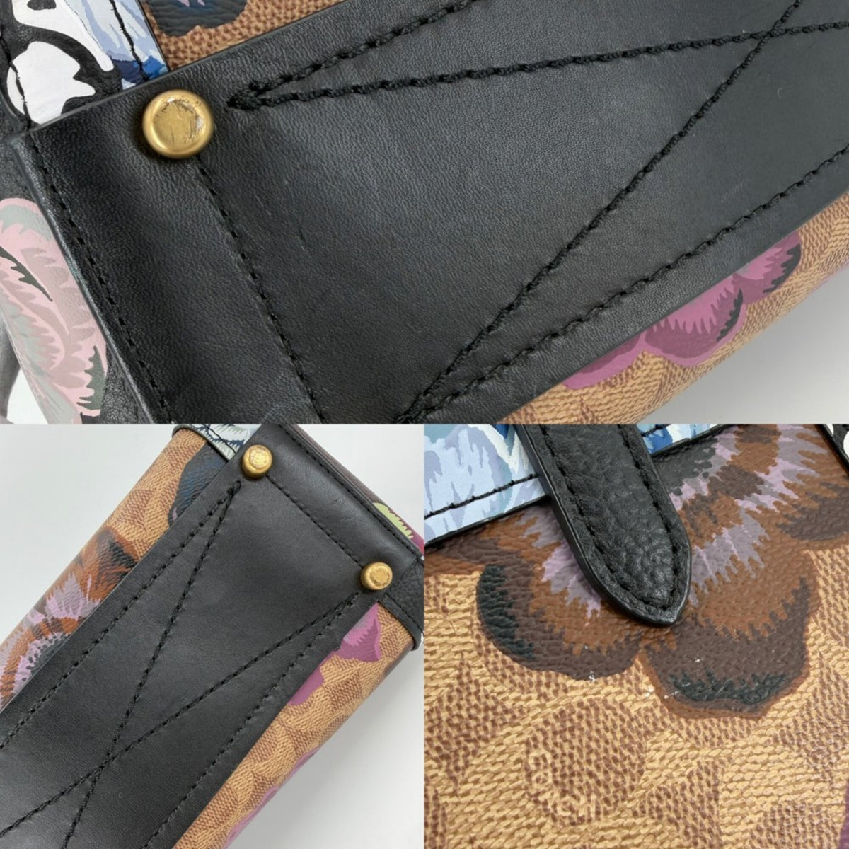 Coach Black Multi-Color Leather Handbag Shoulder Bag (Pre-Owned)