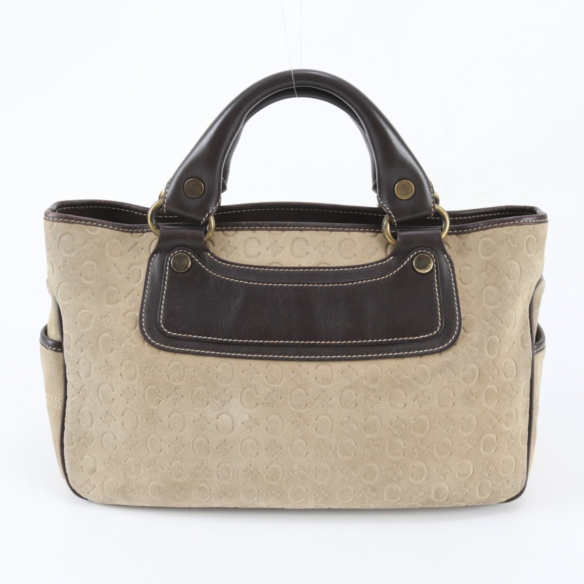 Celine Macadam Beige Brown Leather Handbag Tote Bag (Pre-Owned)