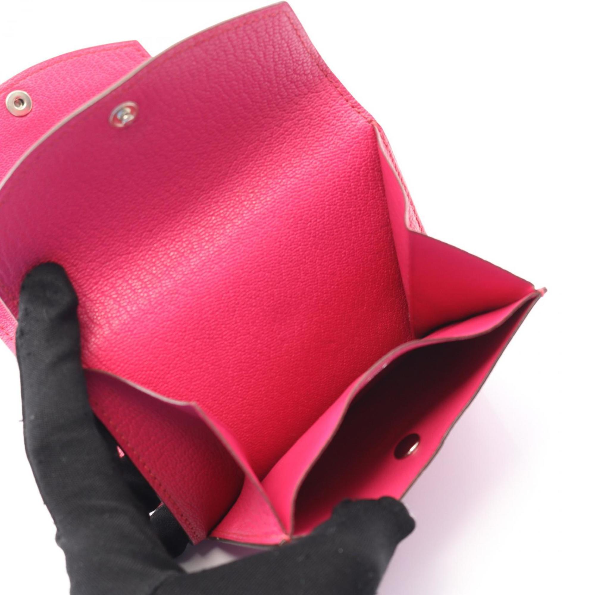 Hermes Pink Chevre Leather Wallet (Tri-Fold) (Pre-Owned)
