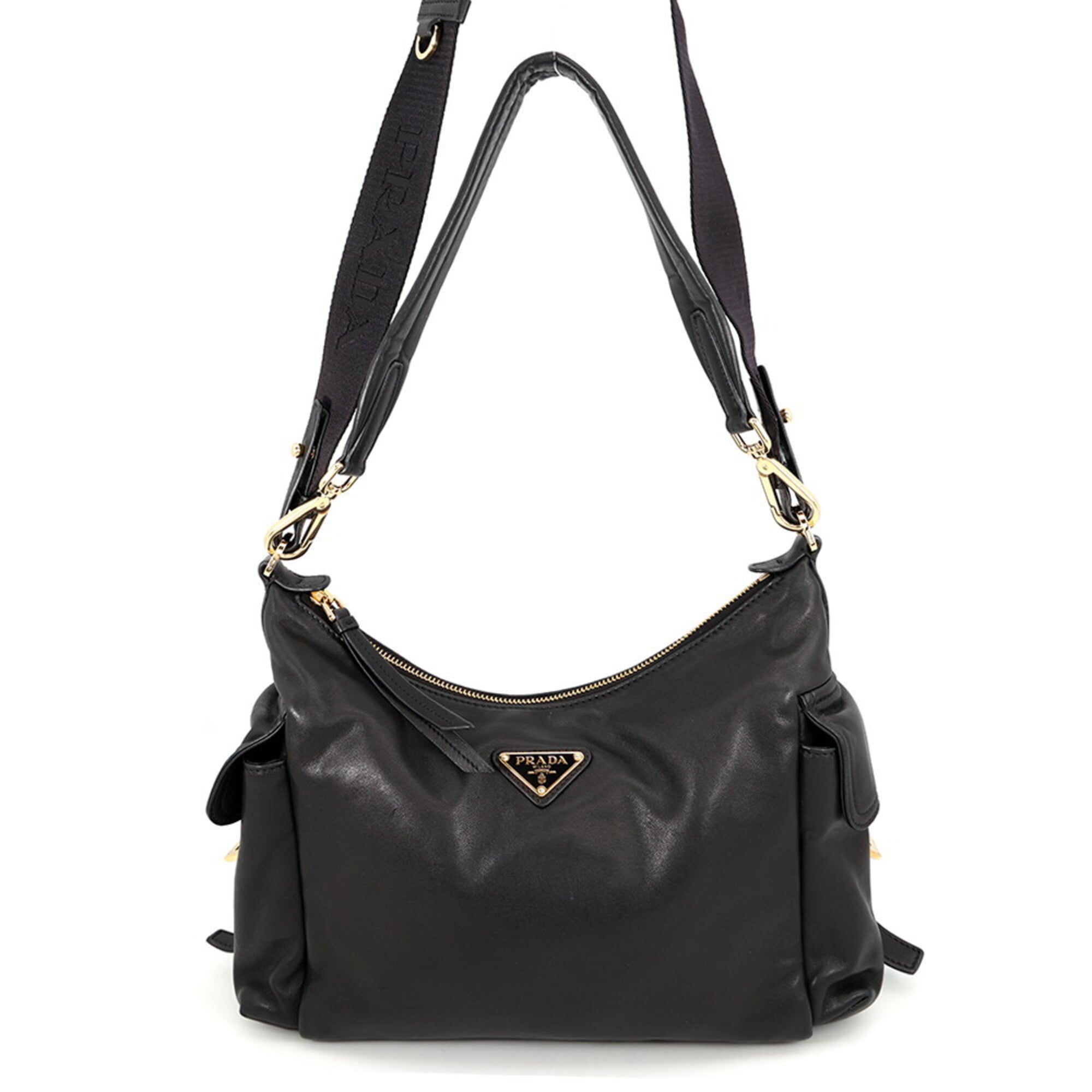 Prada Black Leather Handbag Shoulder Bag (Pre-Owned)