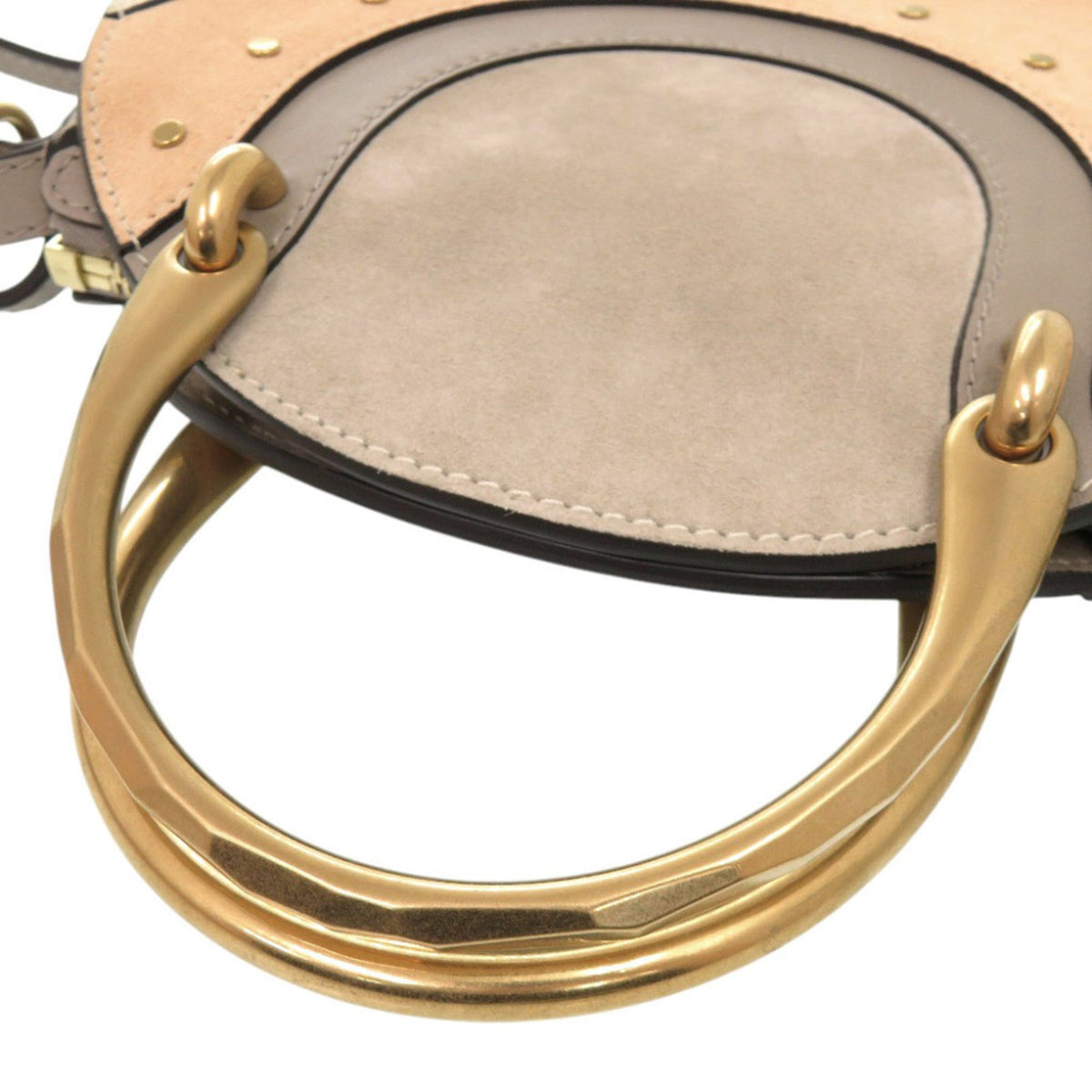 Chloé Gray Beige Suede Leather Handbag Shoulder Bag (Pre-Owned)