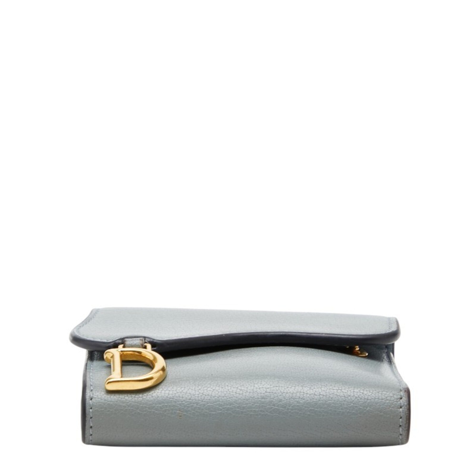 Christian Dior Light Blue Gray Leather Wallet (Bi-Fold) (Pre-Owned)