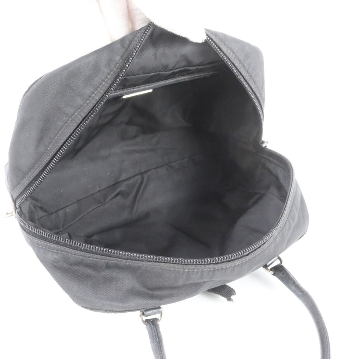 Prada Black Leather Nylon Handbag Tote Bag (Pre-Owned)