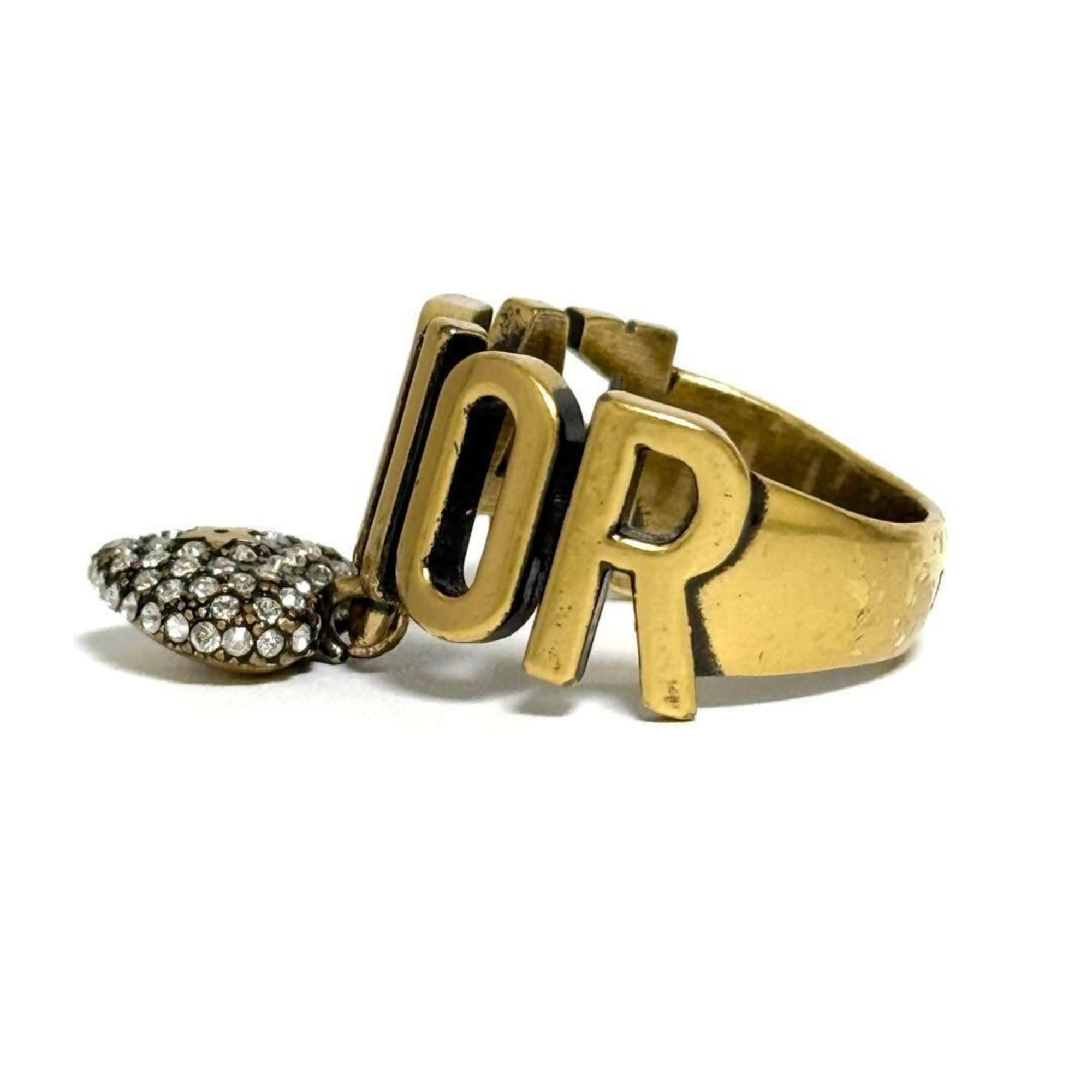 Christian Dior Metal Rhinestone Band Ring (Pre-Owned)