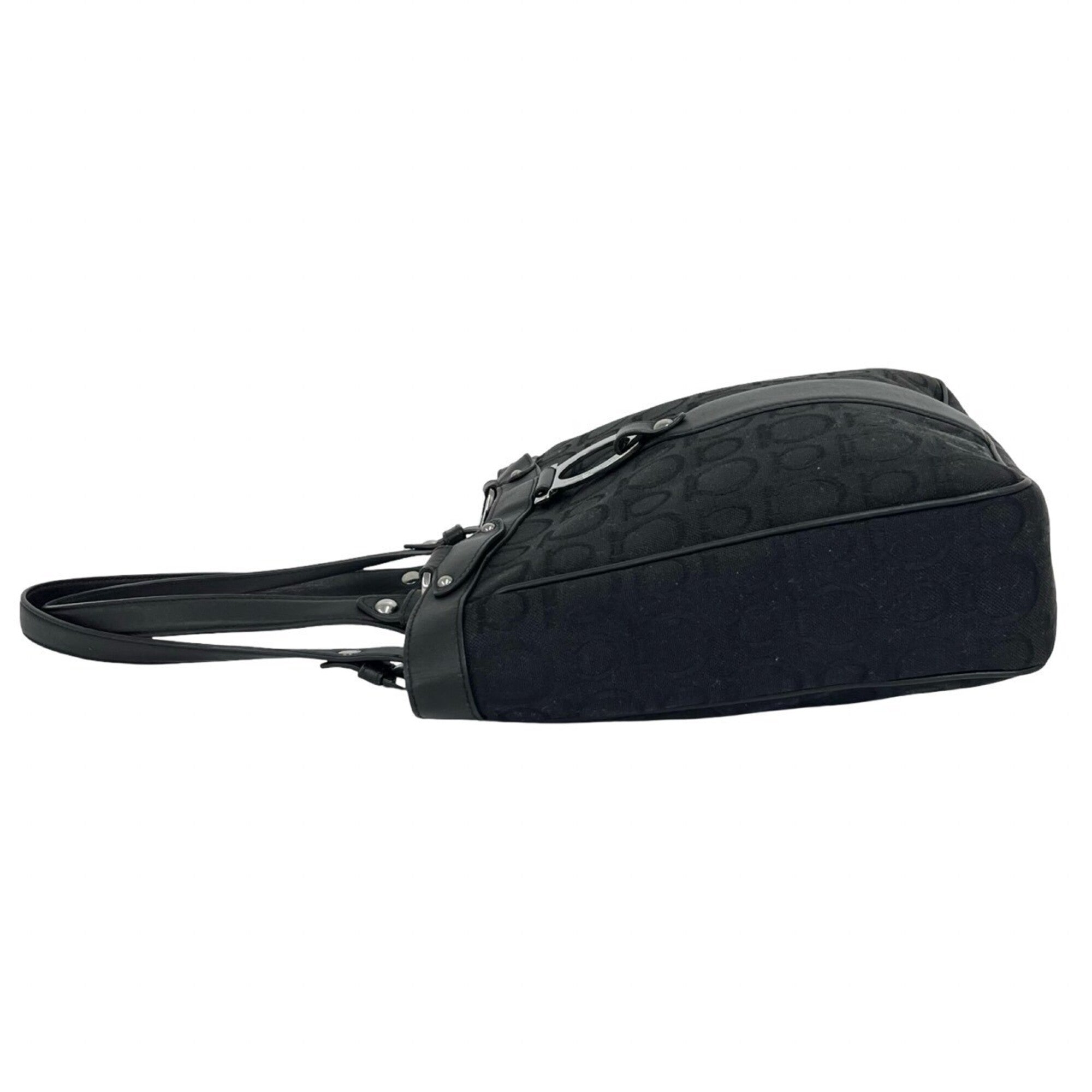 Salvatore Ferragamo Black Canvas Leather Handbag (Pre-Owned)