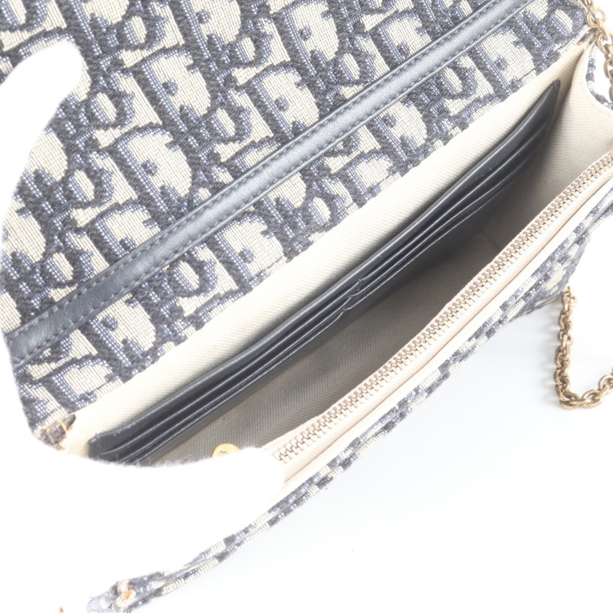 Christian Dior Navy Leather Canvas Clutch Bag Shoulder Bag (Pre-Owned)
