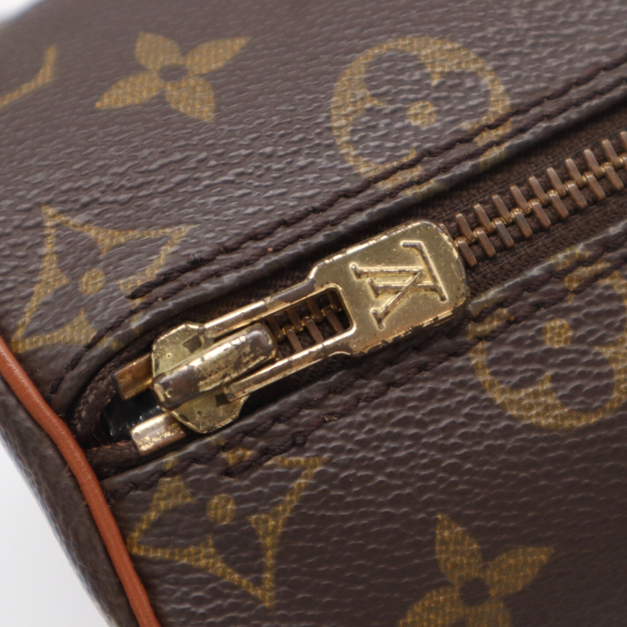 Louis Vuitton Beige Brown Coated Canvas Leather Handbag (Pre-Owned)