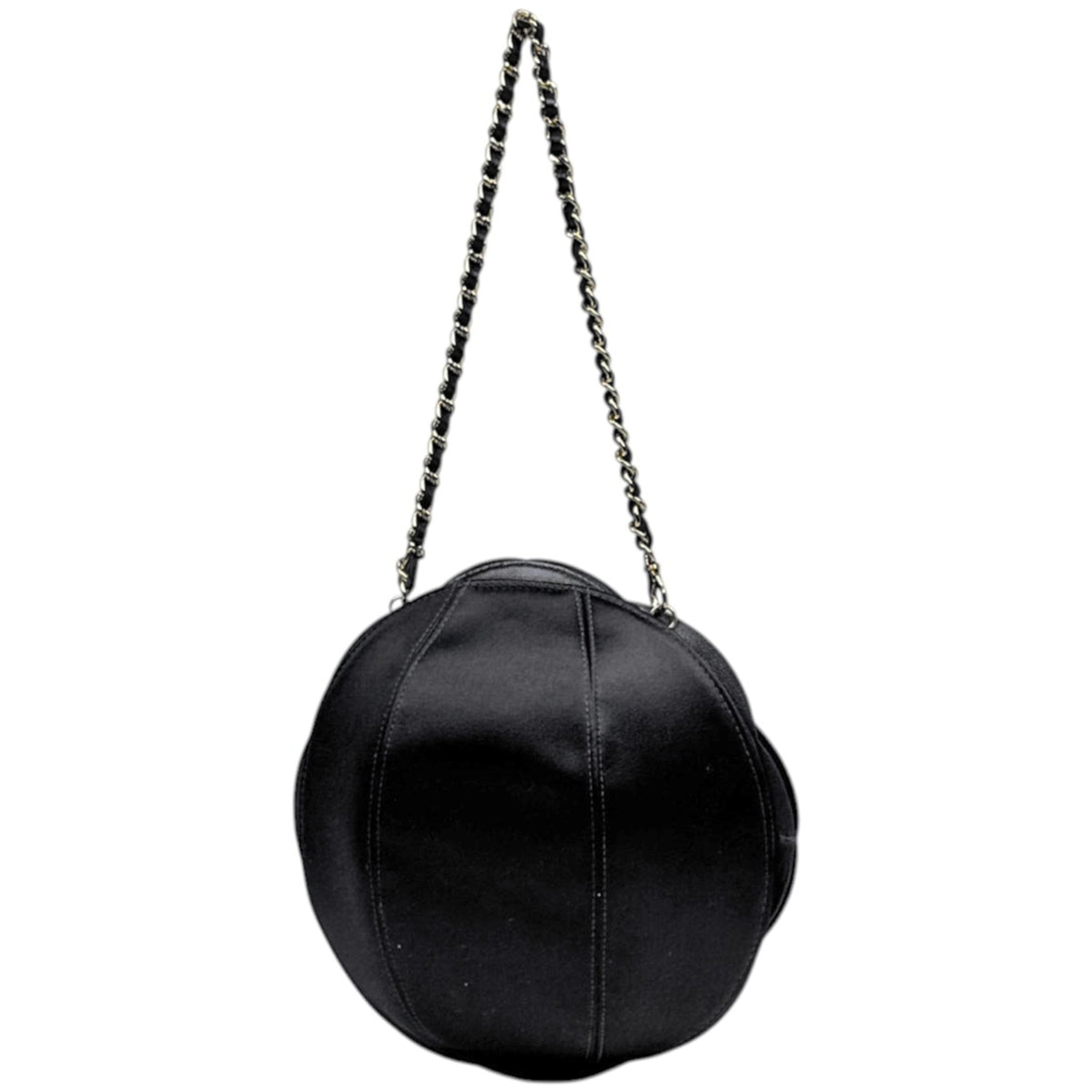 Chanel Black Leather Satin Handbag (Pre-Owned)