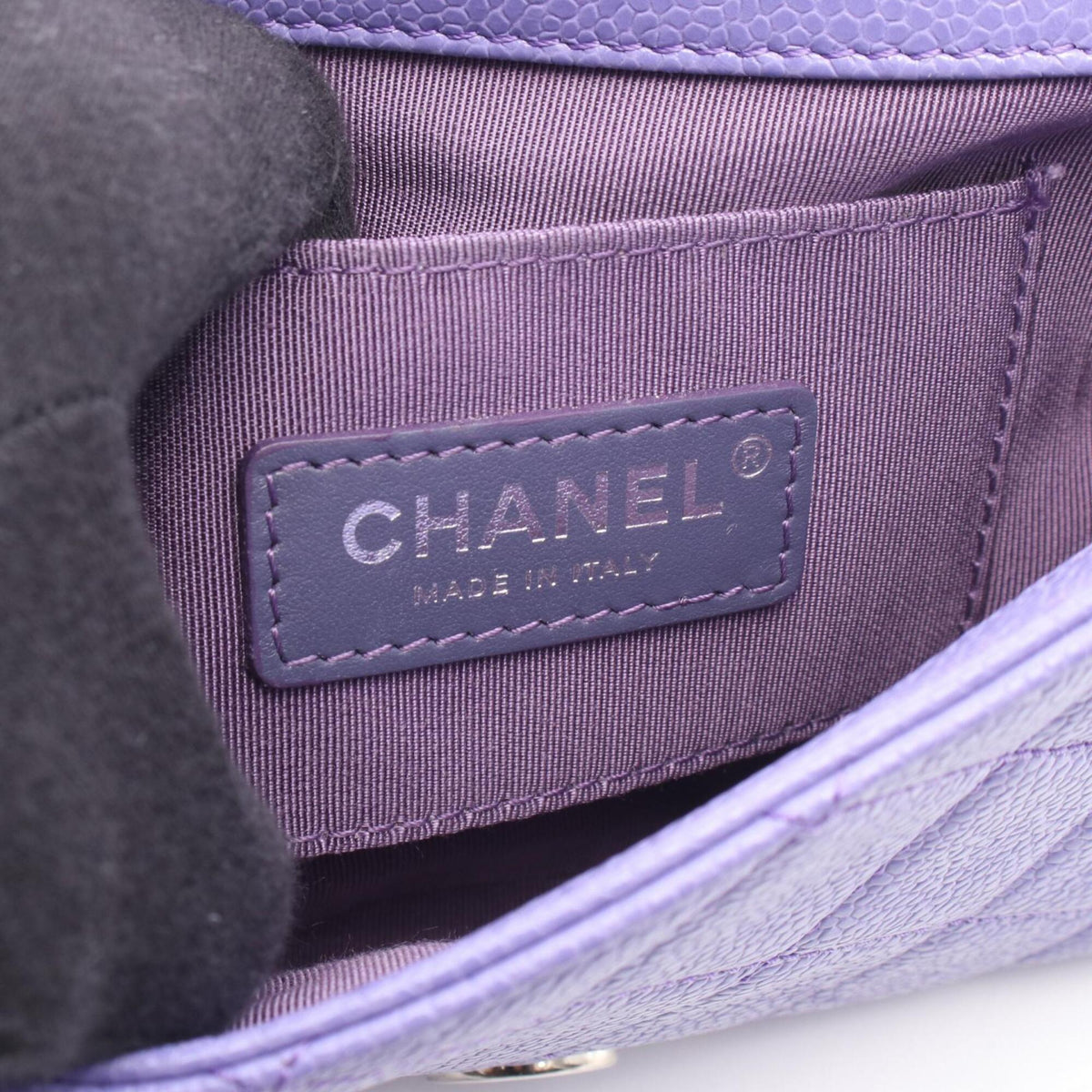 Chanel Purple Grained Calfskin Handbag Shoulder Bag (Pre-Owned)