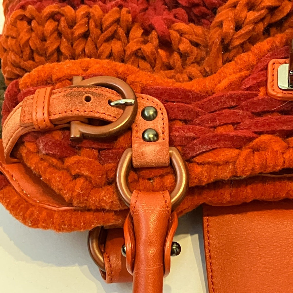 Salvatore Ferragamo Orange Knit Handbag (Pre-Owned)