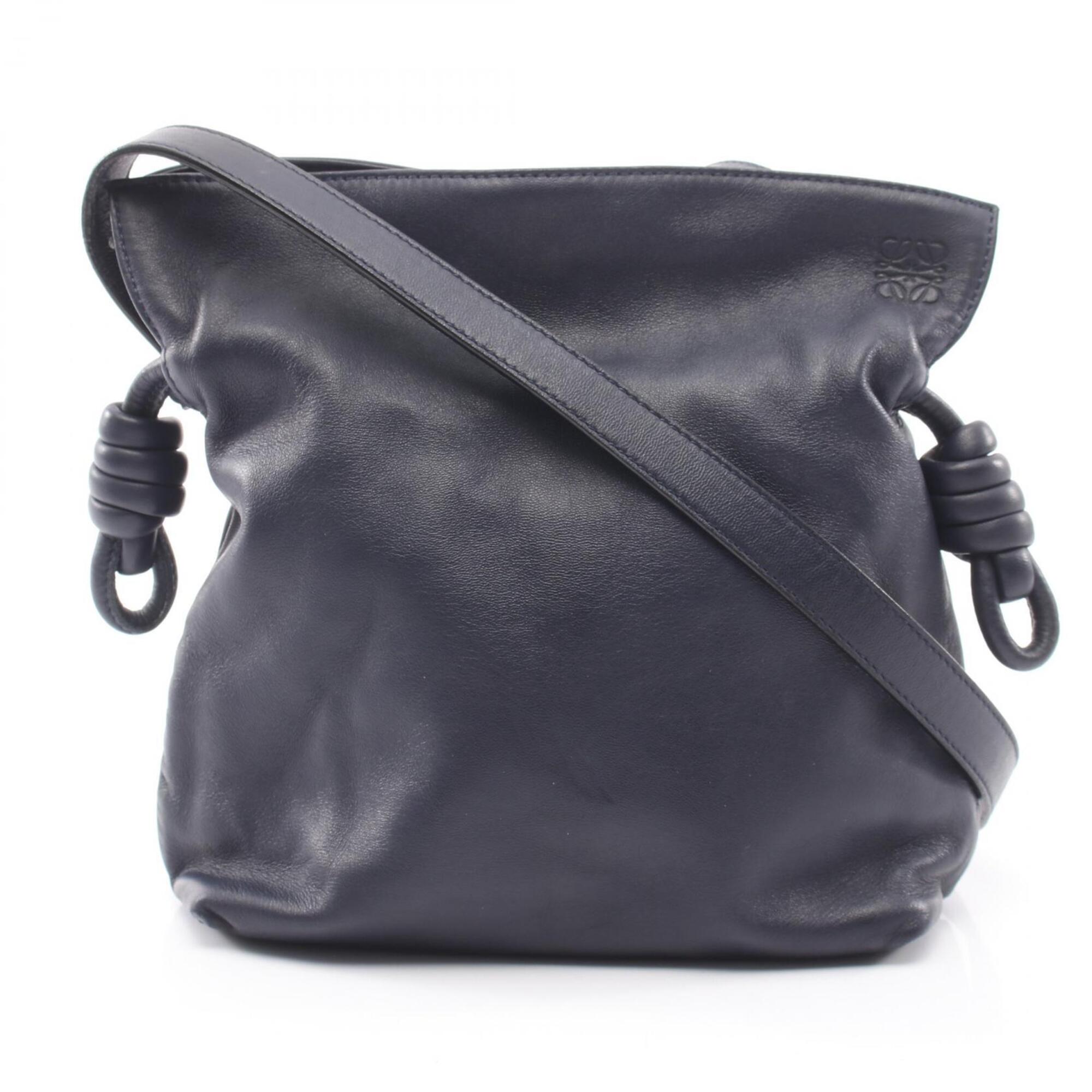 Loewe Navy Leather Handbag Shoulder Bag (Pre-Owned)
