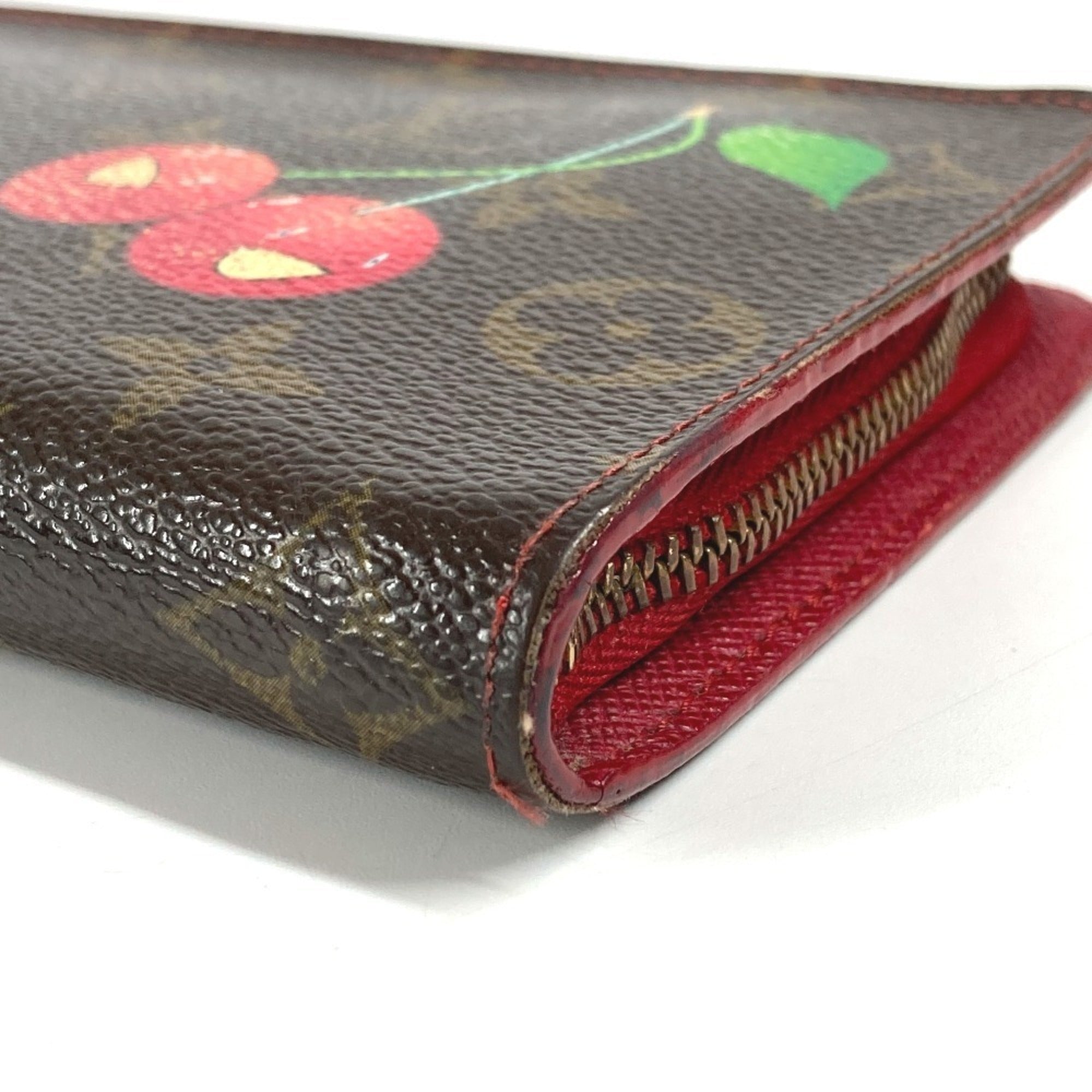 Louis Vuitton Brown Monogram Cherry Red Color Monogram Long Wallet (Bi-Fold) (Pre-Owned)