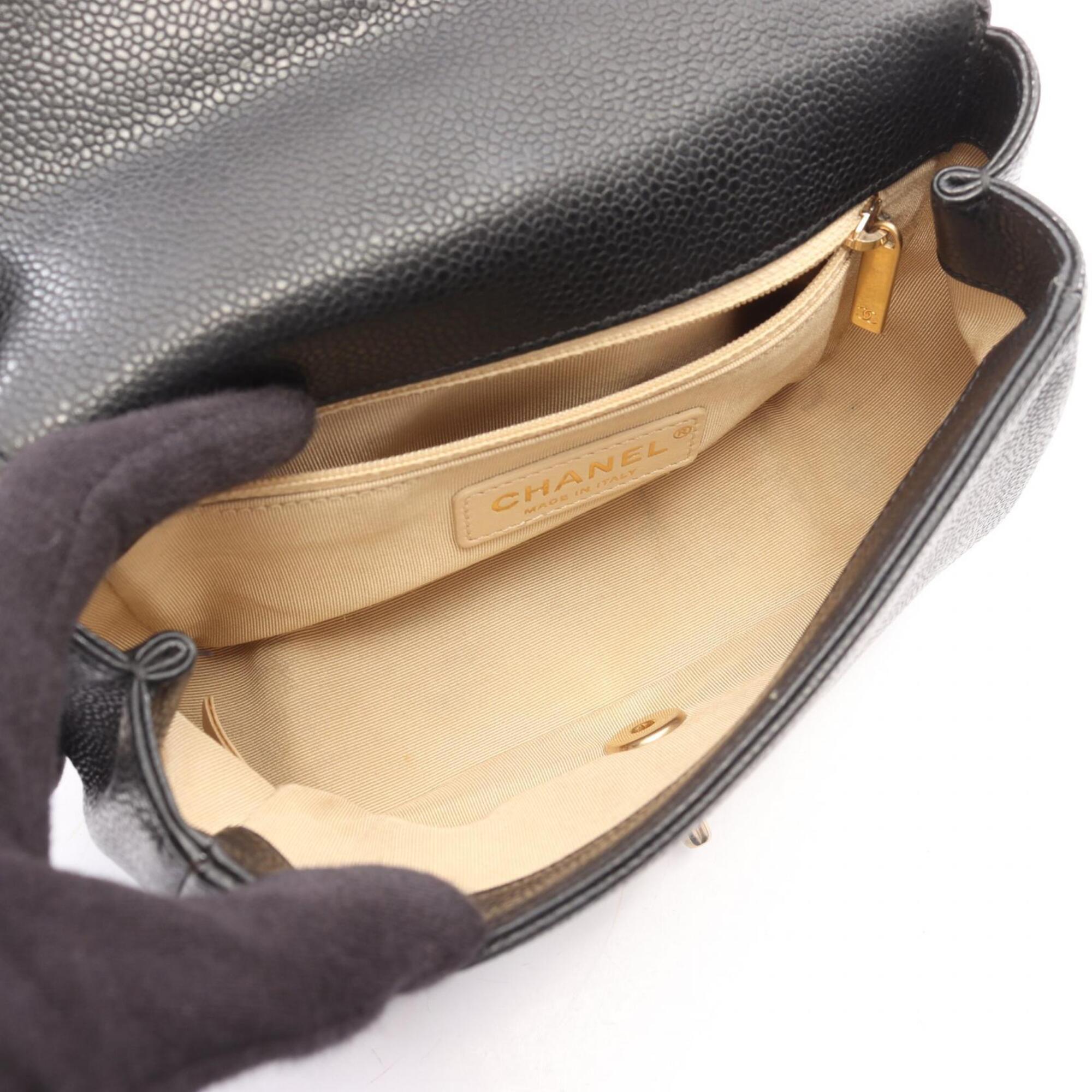 Chanel Black Grained Calfskin Handbag Shoulder Bag (Pre-Owned)